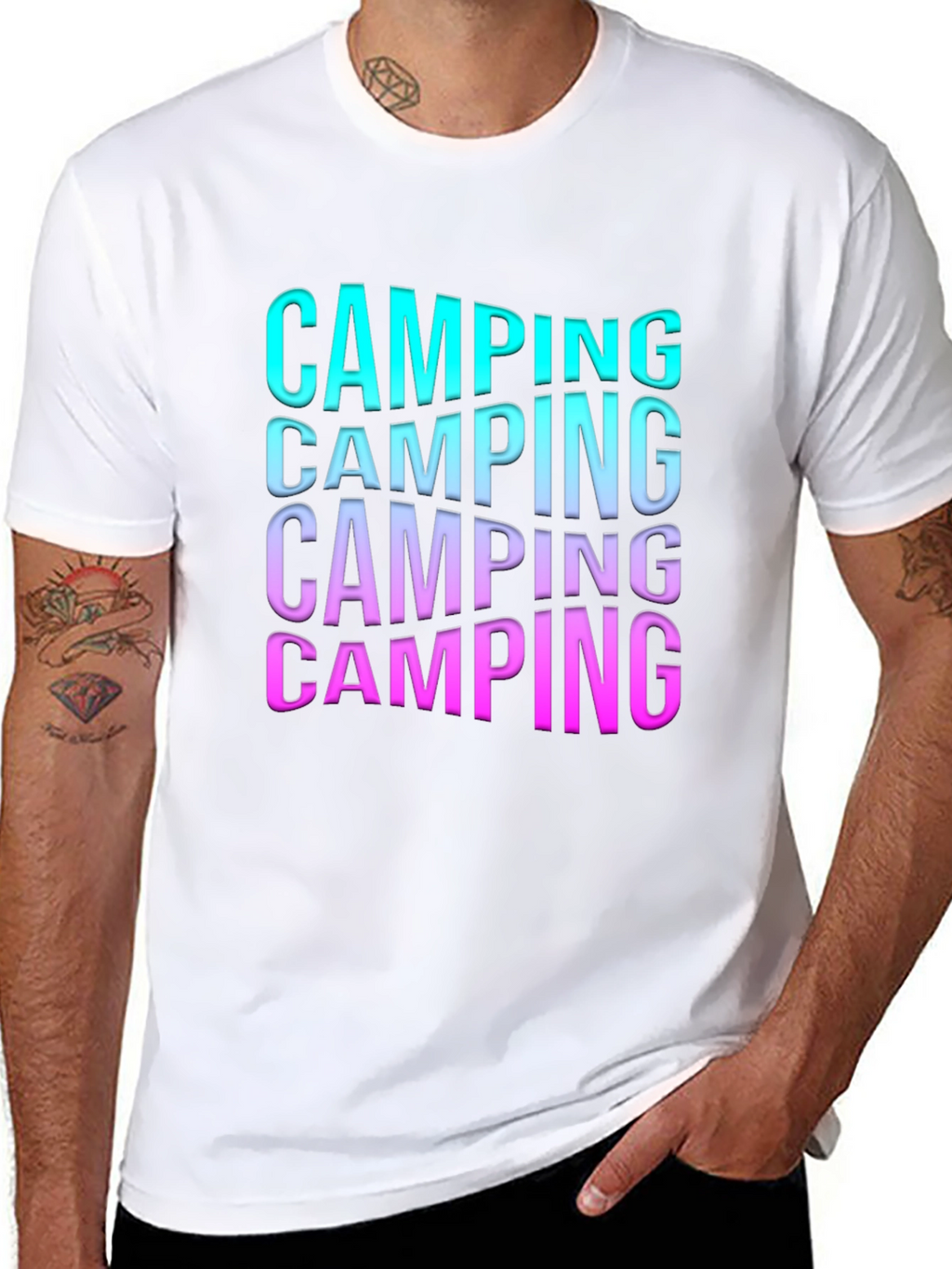 Camping Gradient Text Graphic Tee