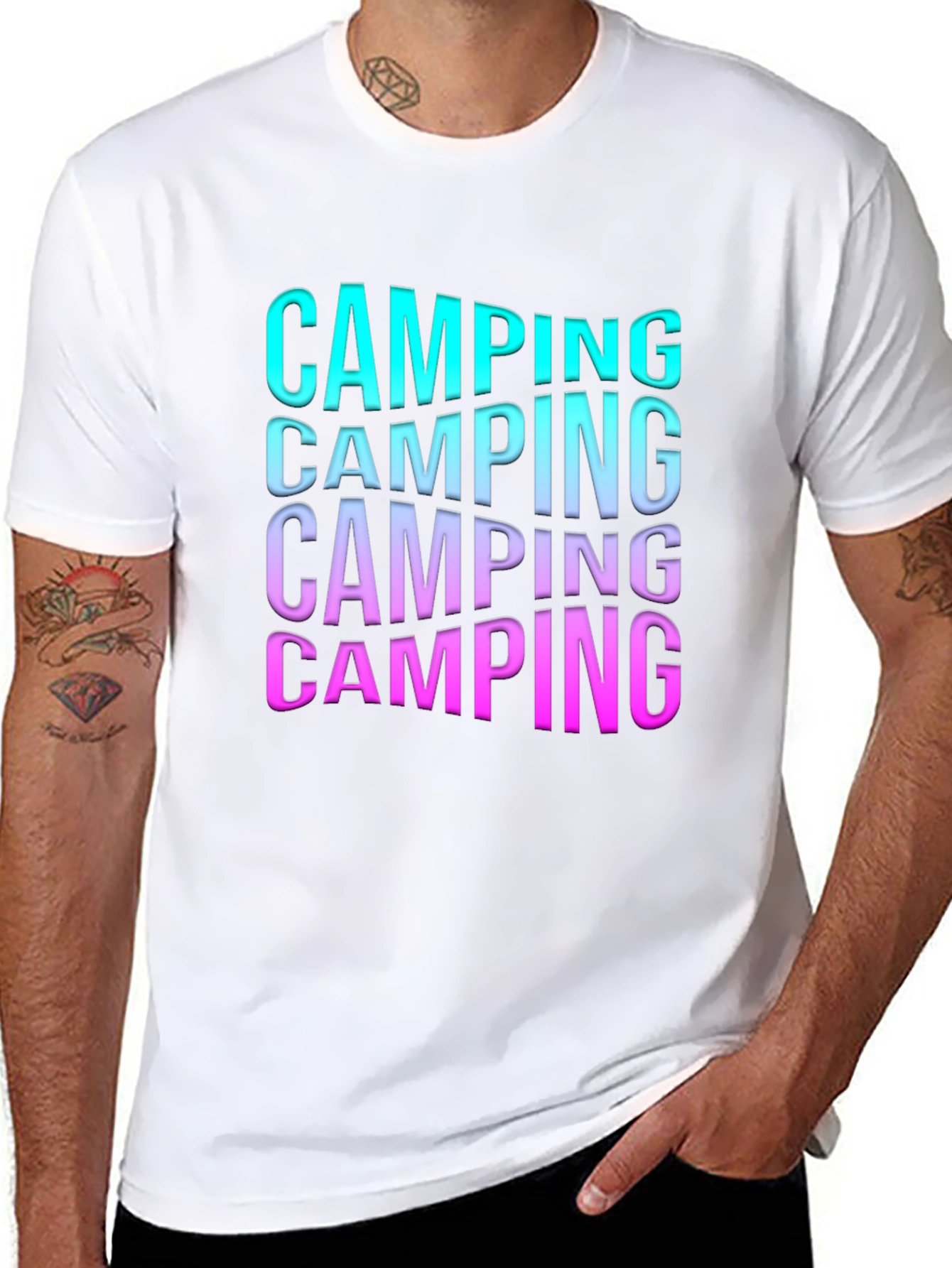Camping Gradient Text Graphic Tee