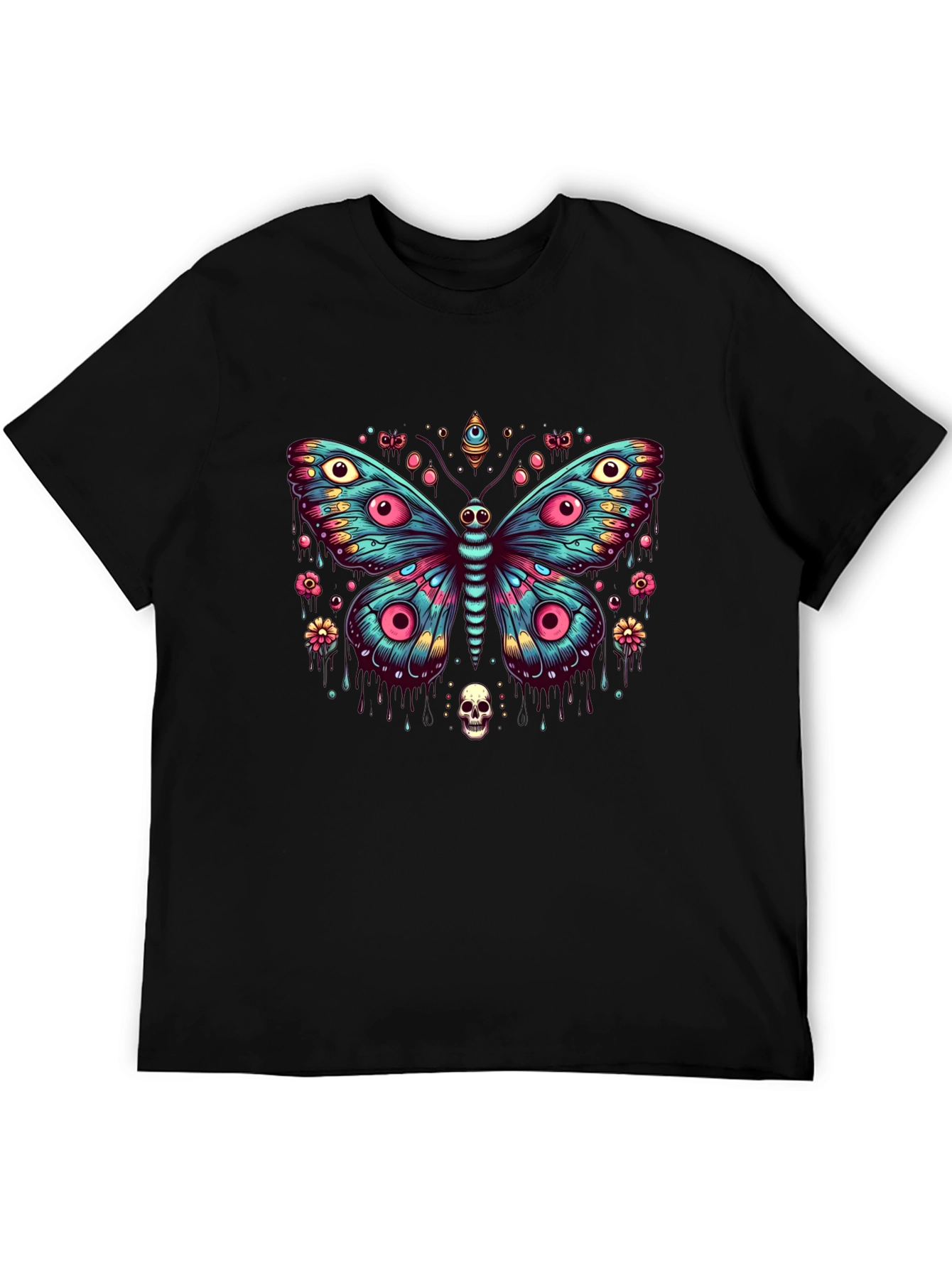 Eye Butterfly Graphic Black T-Shirt