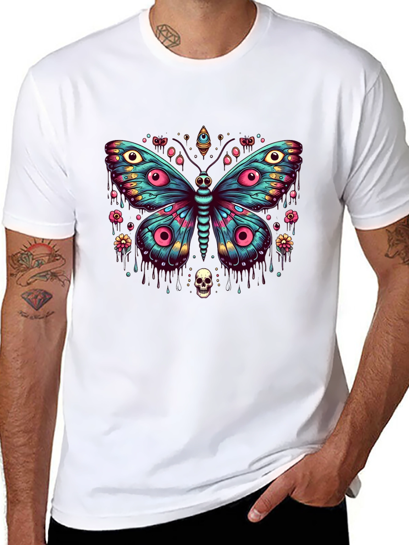 Eye Butterfly Graphic Black T-Shirt