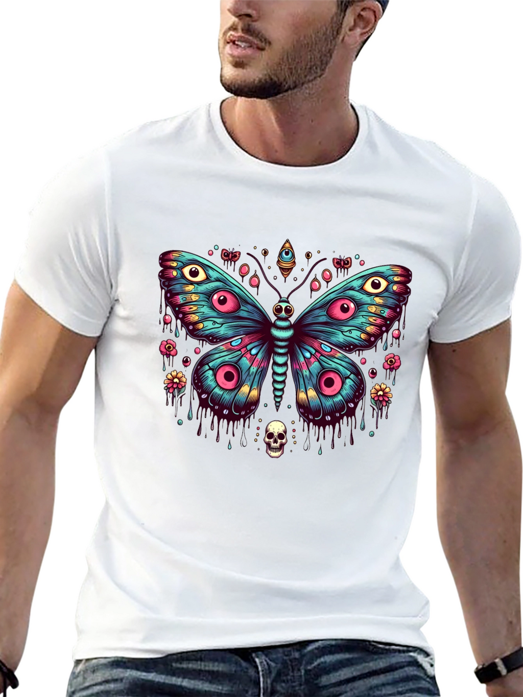 Eye Butterfly Graphic Black T-Shirt
