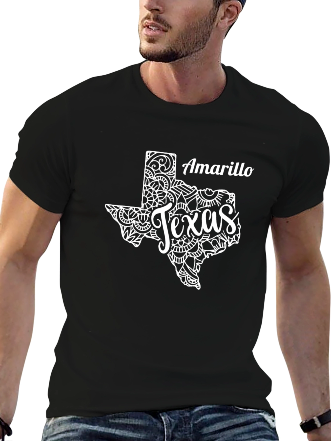 Amarillo Texas Graphic Tee - Black Cotton T-Shirt