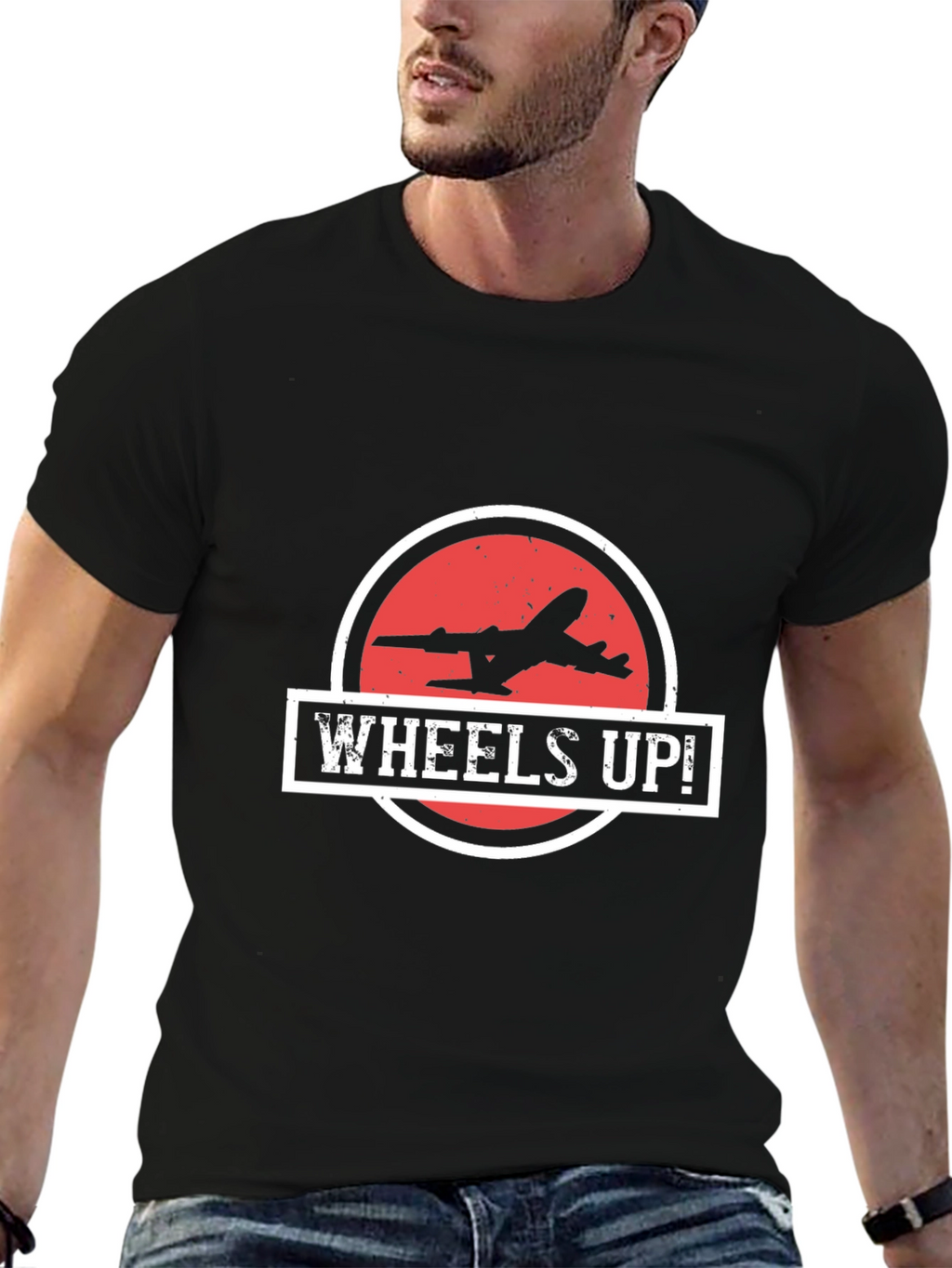 Wheels Up! Airplane Graphic T-Shirt