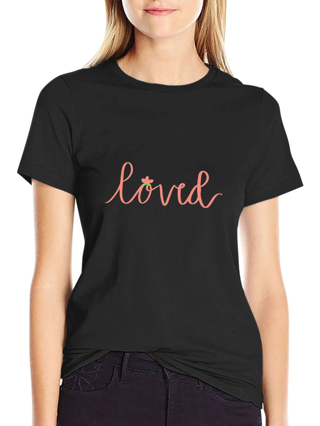 Loved Graphic Print Black T-Shirt