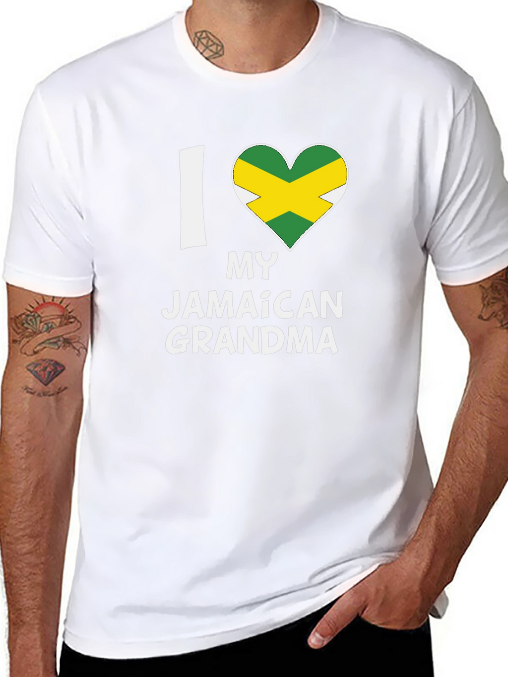 I Heart My Jamaican Grandma T-Shirt - Black