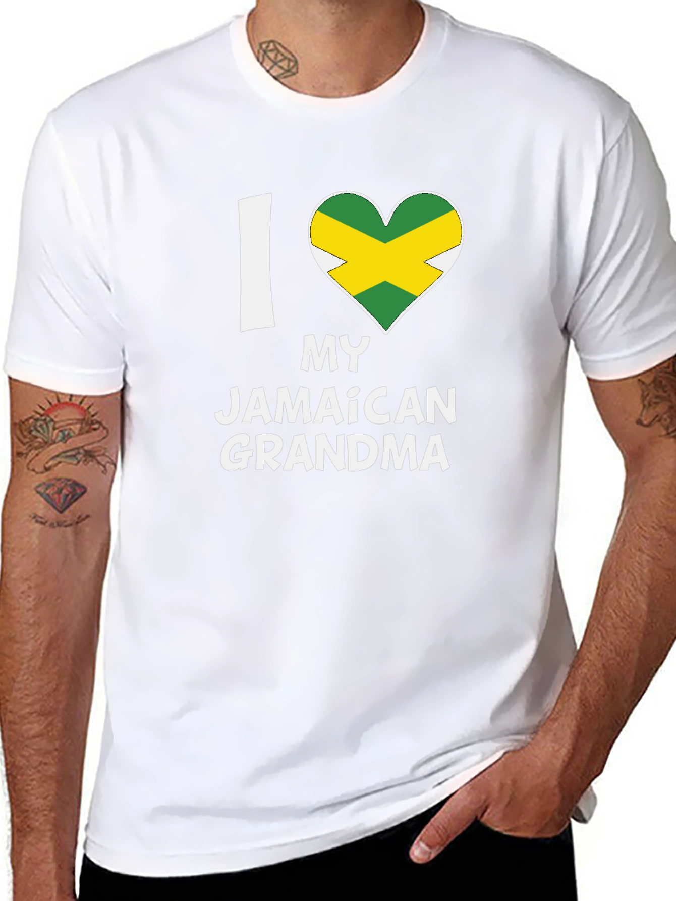 I Heart My Jamaican Grandma T-Shirt - Black