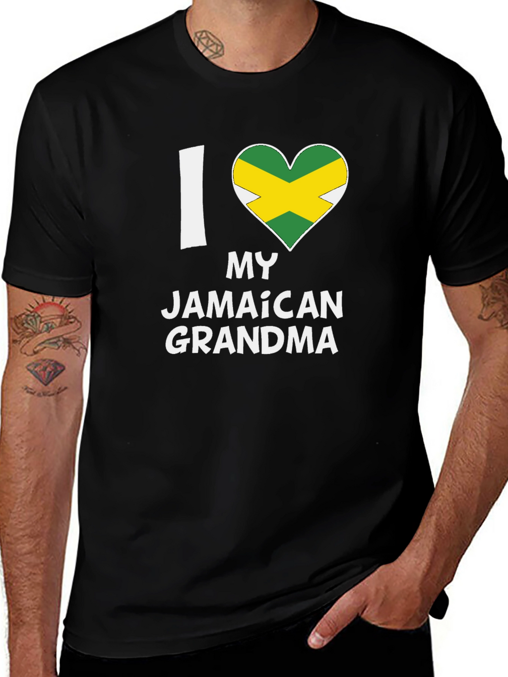 I Heart My Jamaican Grandma T-Shirt - Black