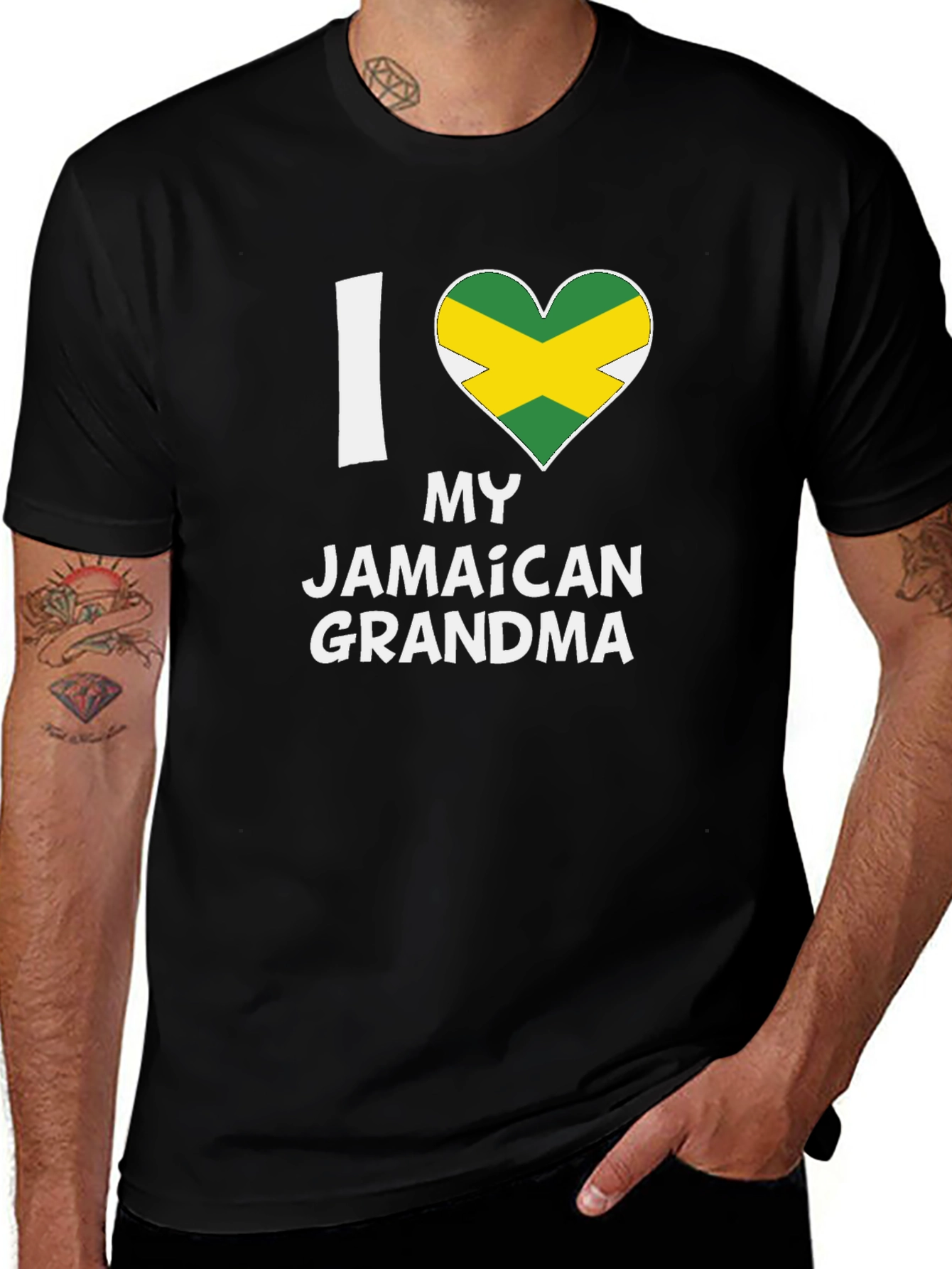 I Heart My Jamaican Grandma T-Shirt - Black