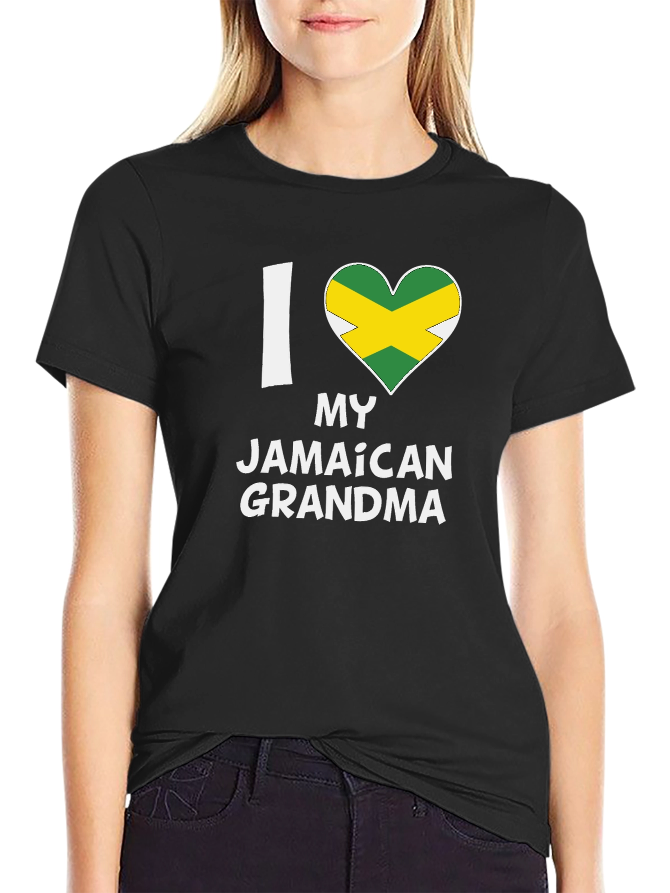 I Heart My Jamaican Grandma T-Shirt - Black
