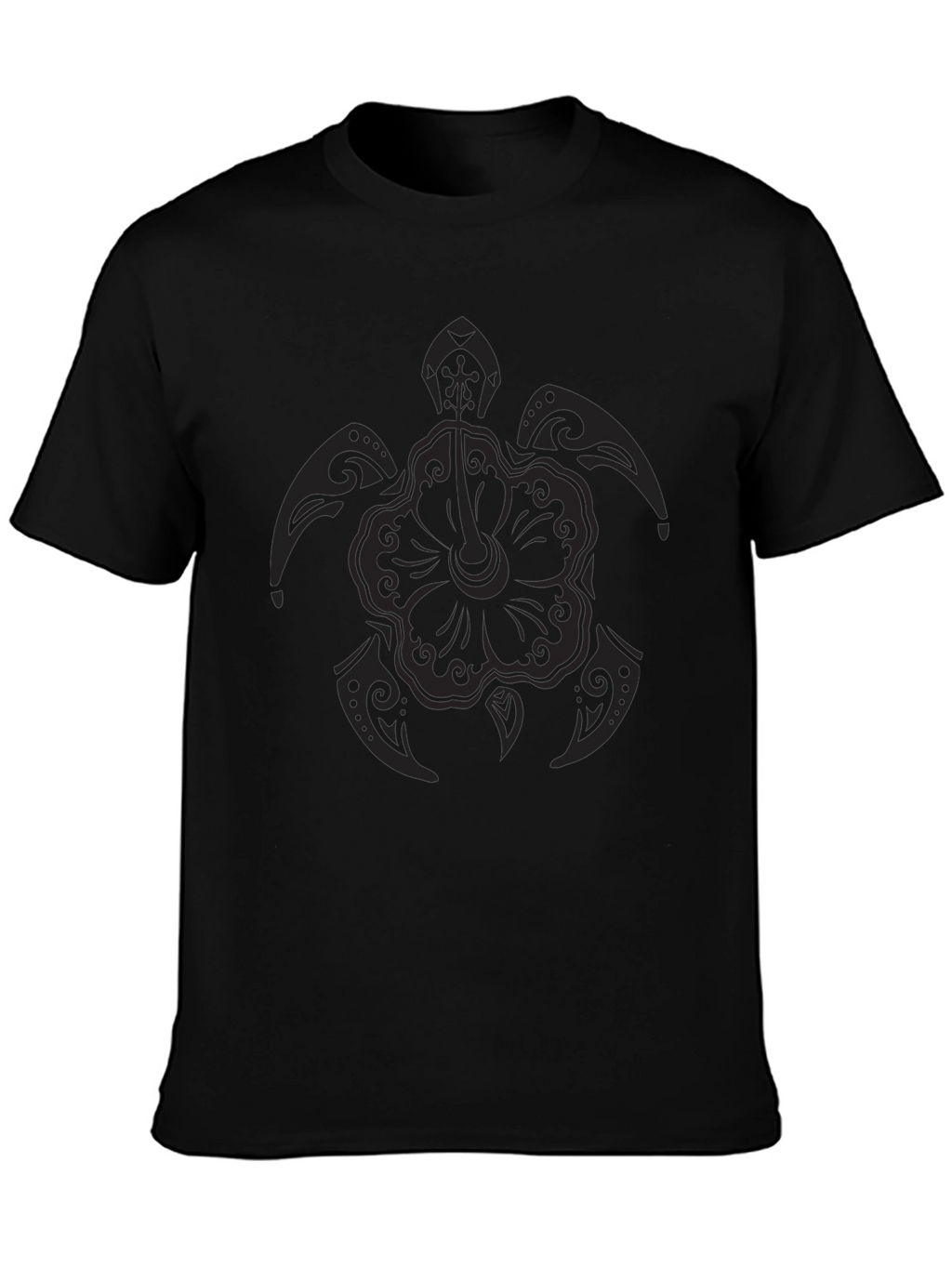 Black Turtle Hibiscus Graphic T-Shirt