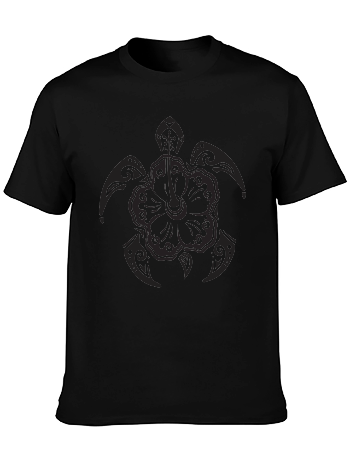 Black Turtle Hibiscus Graphic T-Shirt