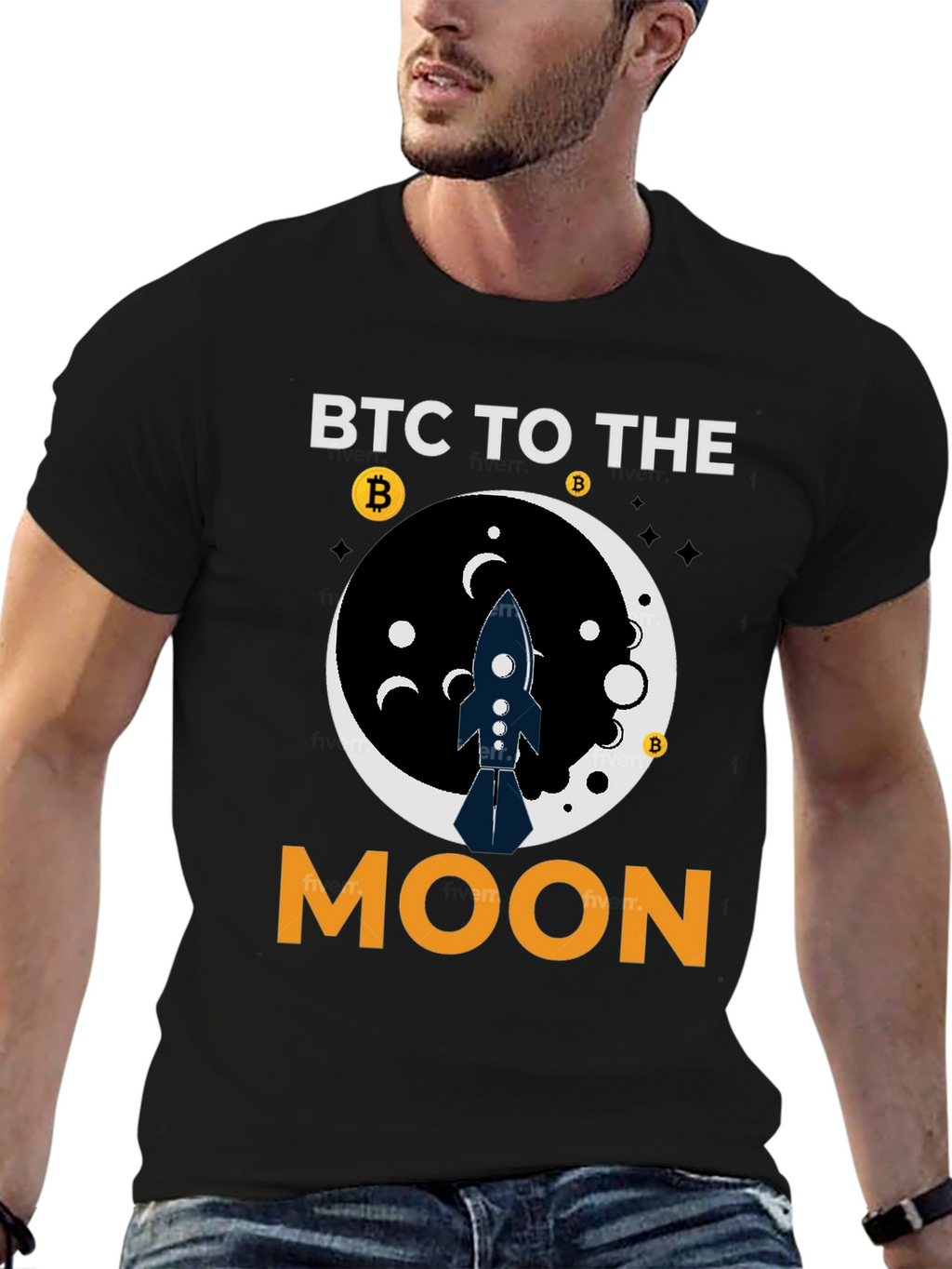 BTC To The Moon Black T-Shirt