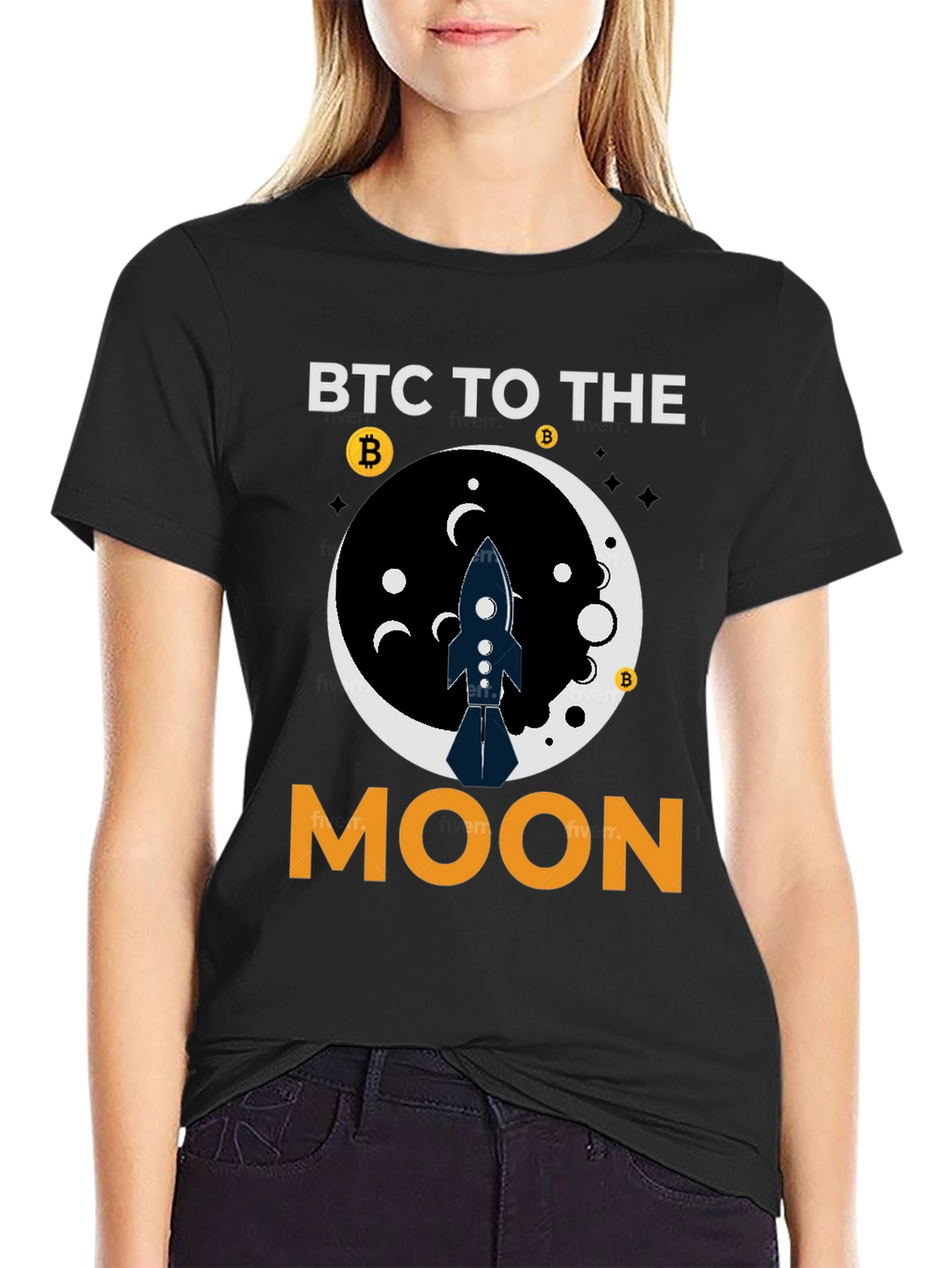 BTC To The Moon Black T-Shirt