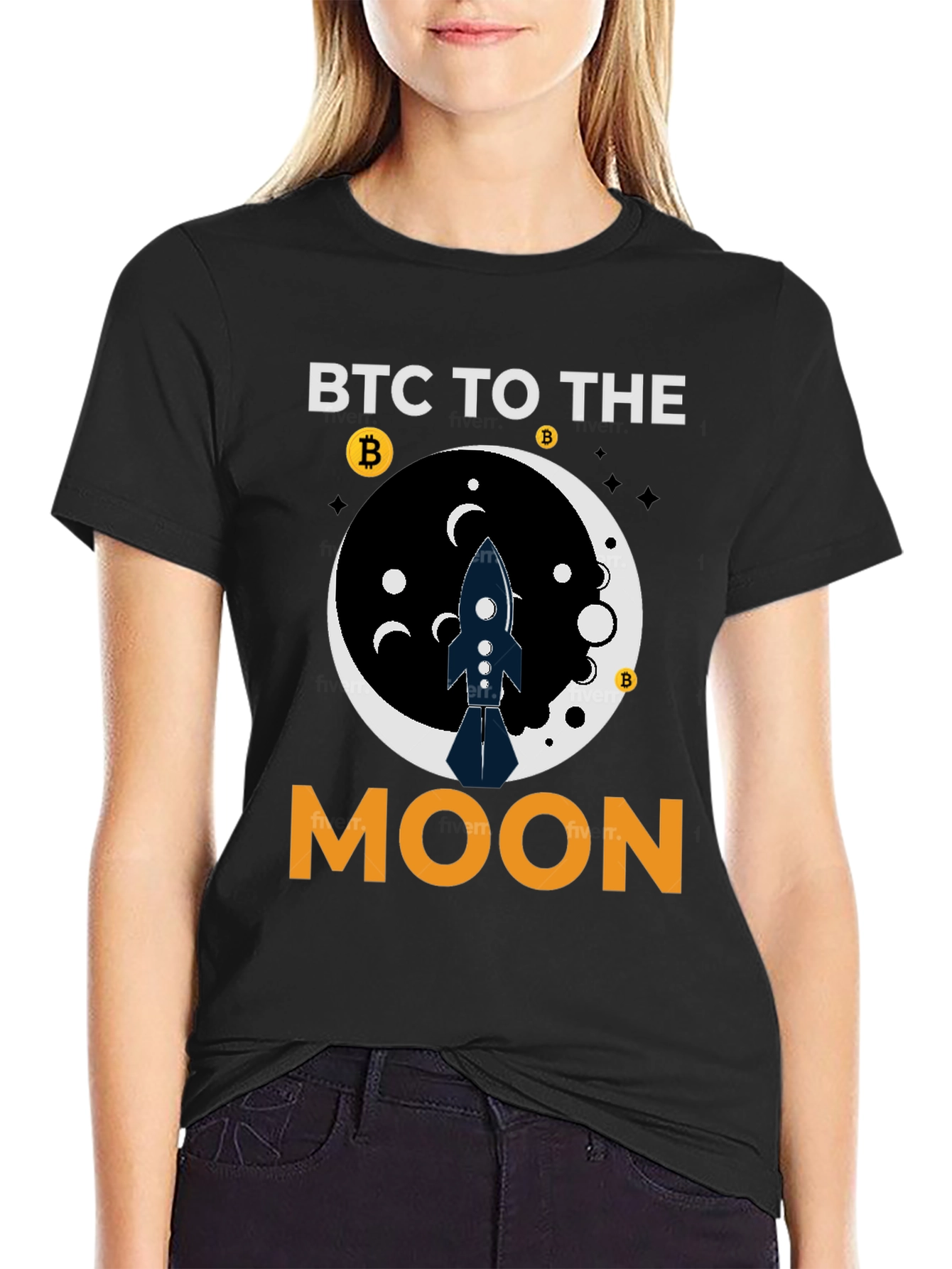 BTC To The Moon Black T-Shirt