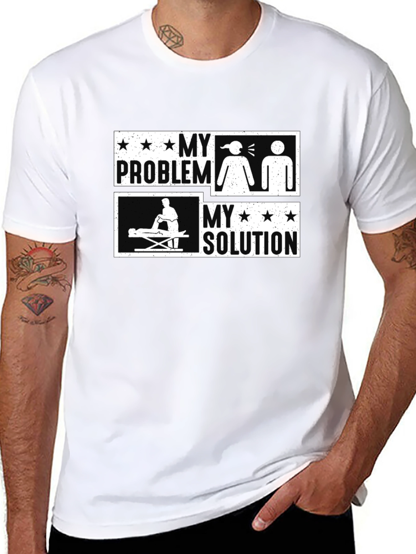 Massage Therapy Funny T-Shirt - My Problem My Solution