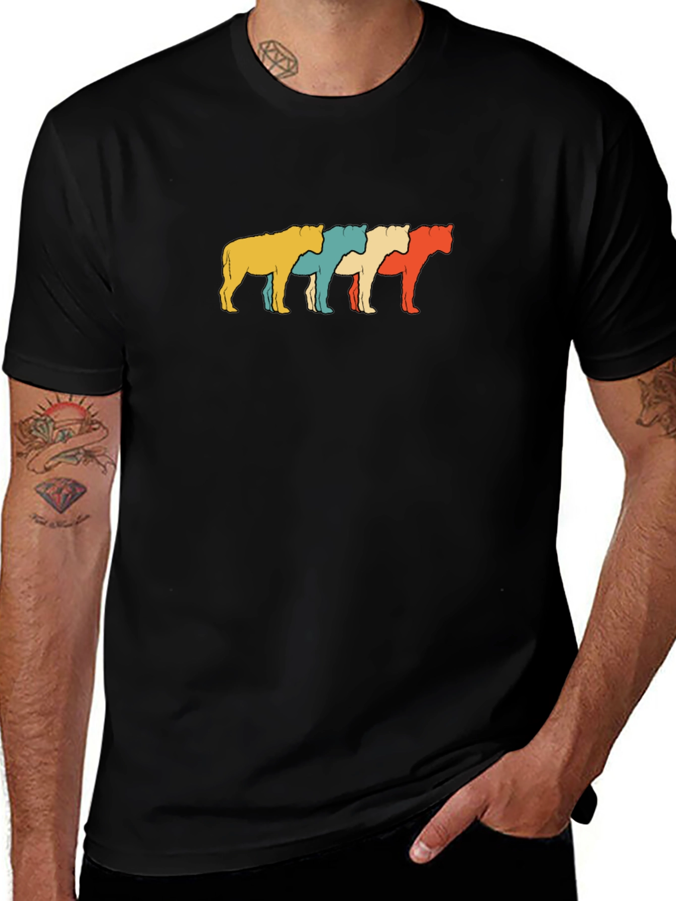 Retro Lion Graphic Black Tee