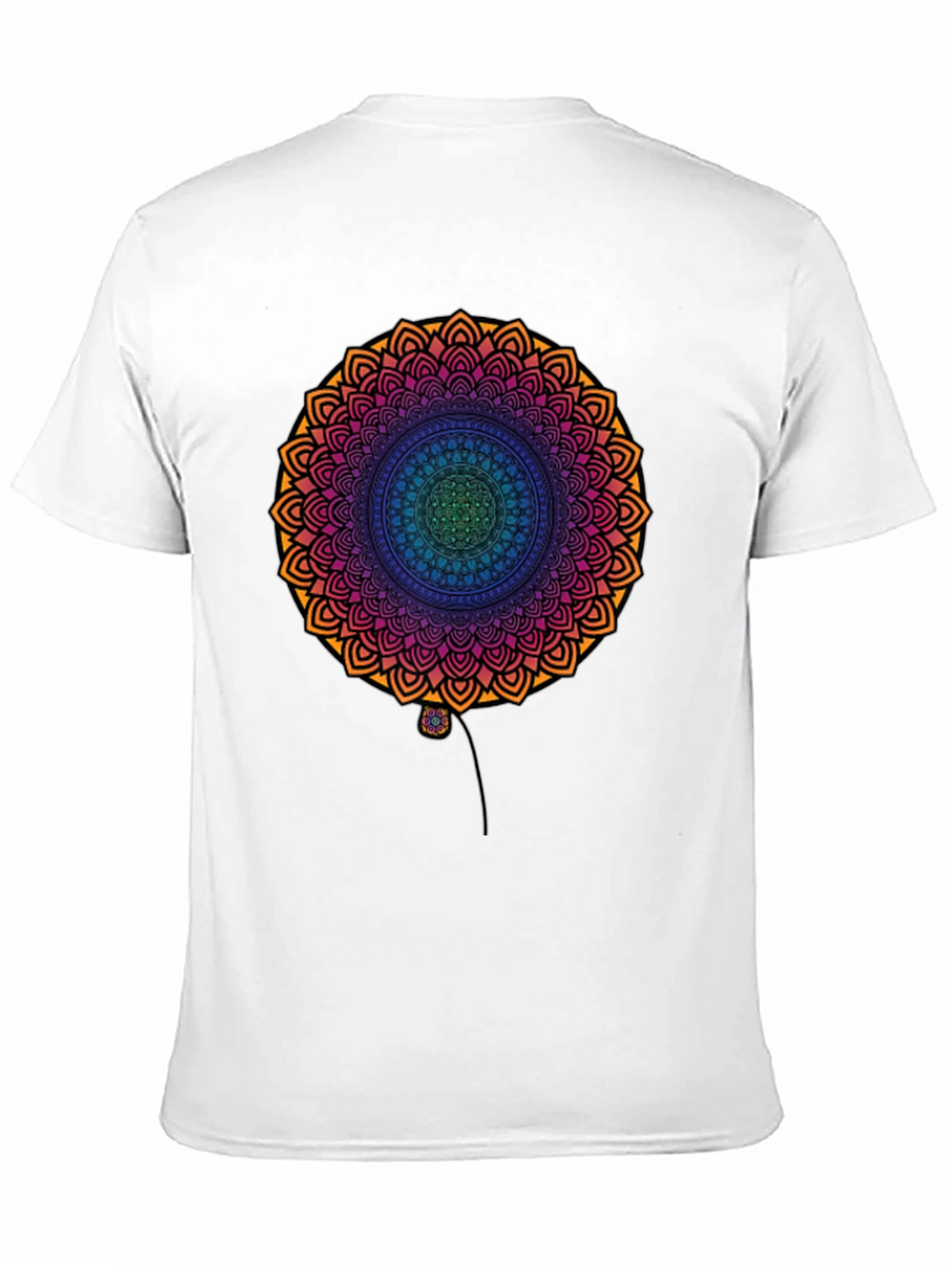 Vibrant Mandala Print Black T-Shirt