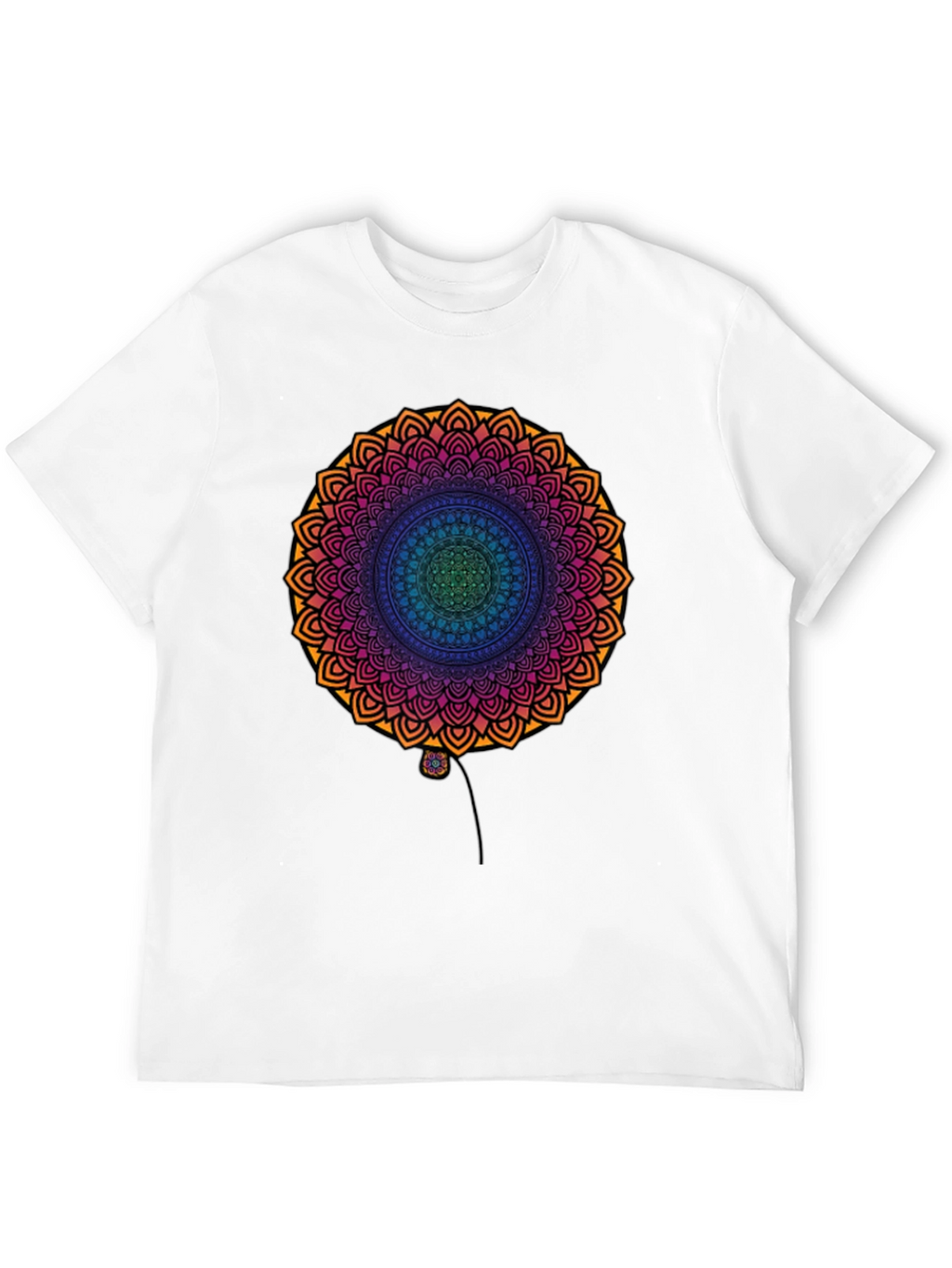 Vibrant Mandala Print Black T-Shirt