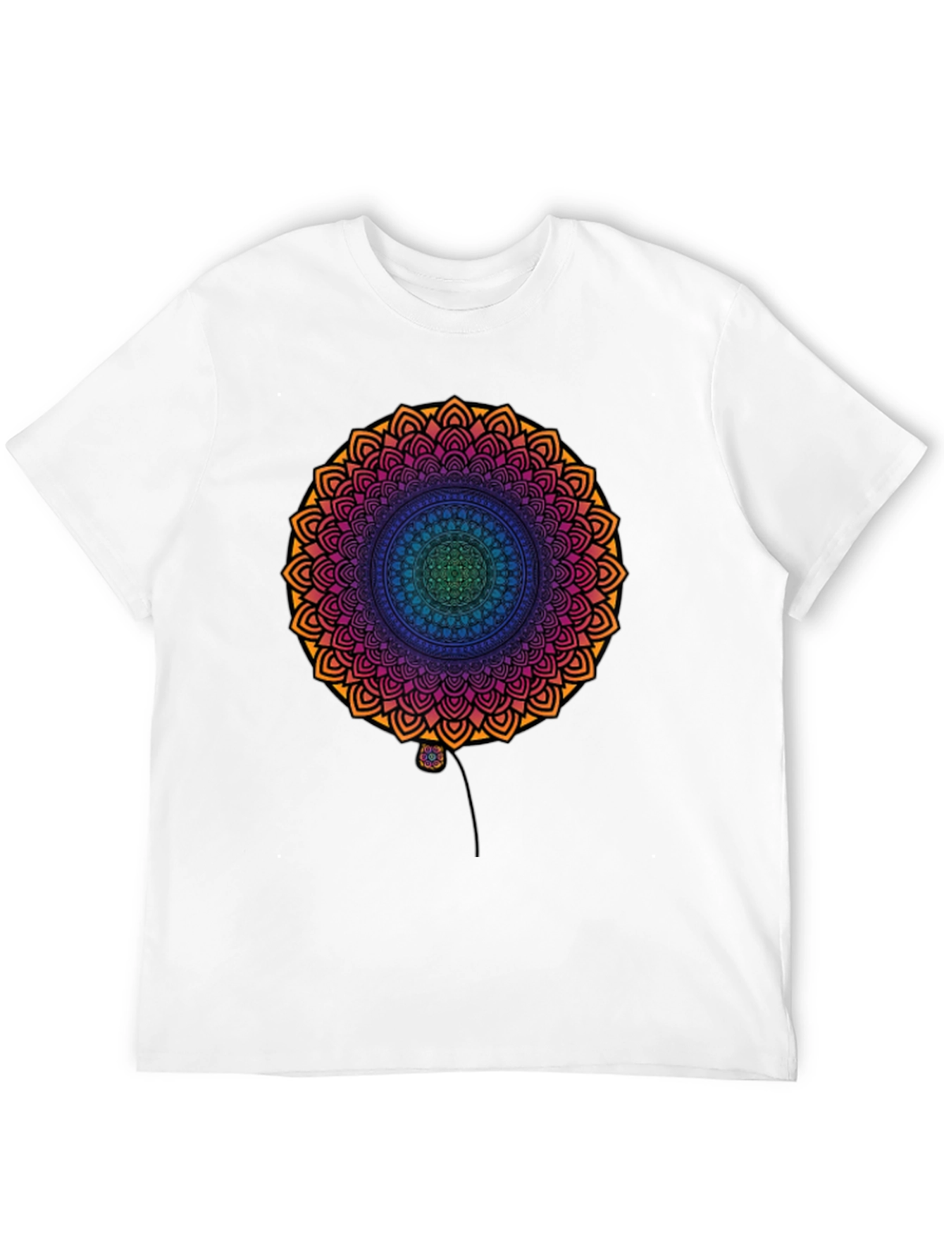 Vibrant Mandala Print Black T-Shirt