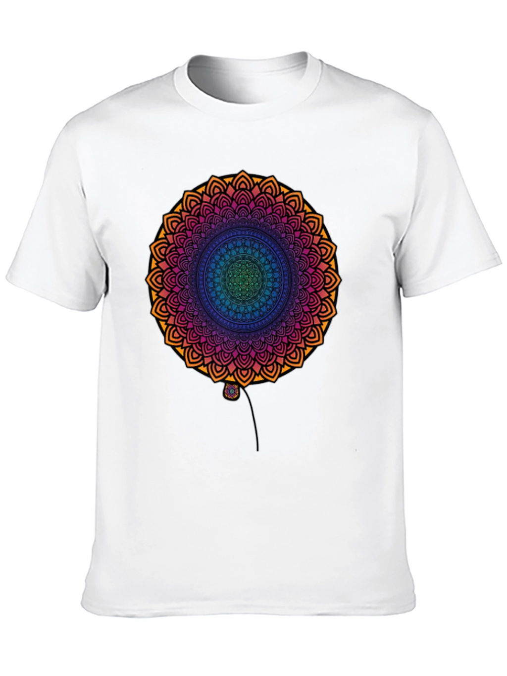 Vibrant Mandala Print Black T-Shirt