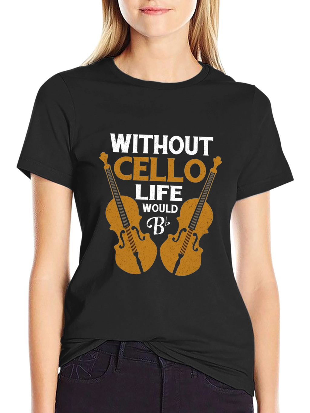 Without Cello Life Would B Flat Funny Musician T-Shirt
