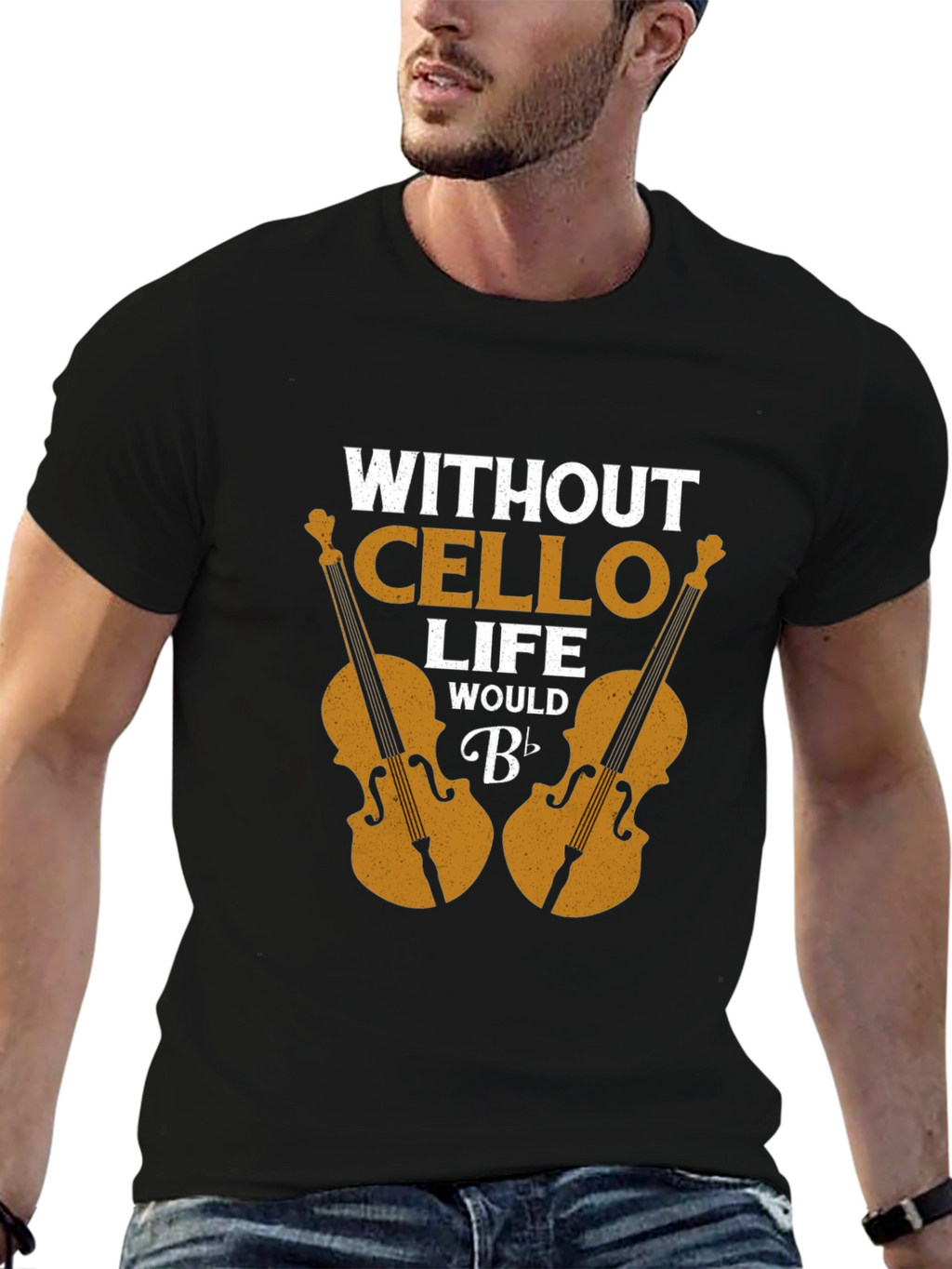 Without Cello Life Would B Flat Funny Musician T-Shirt