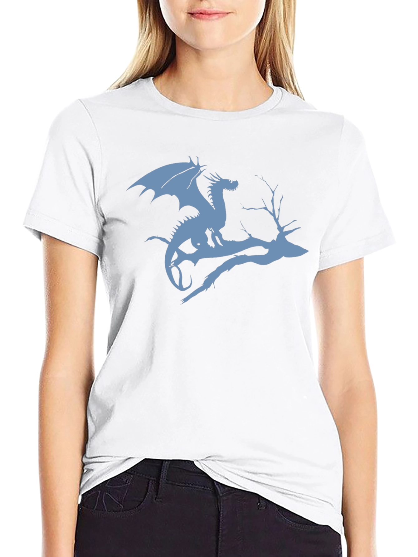 Dragon on Branch Graphic T-Shirt - Black