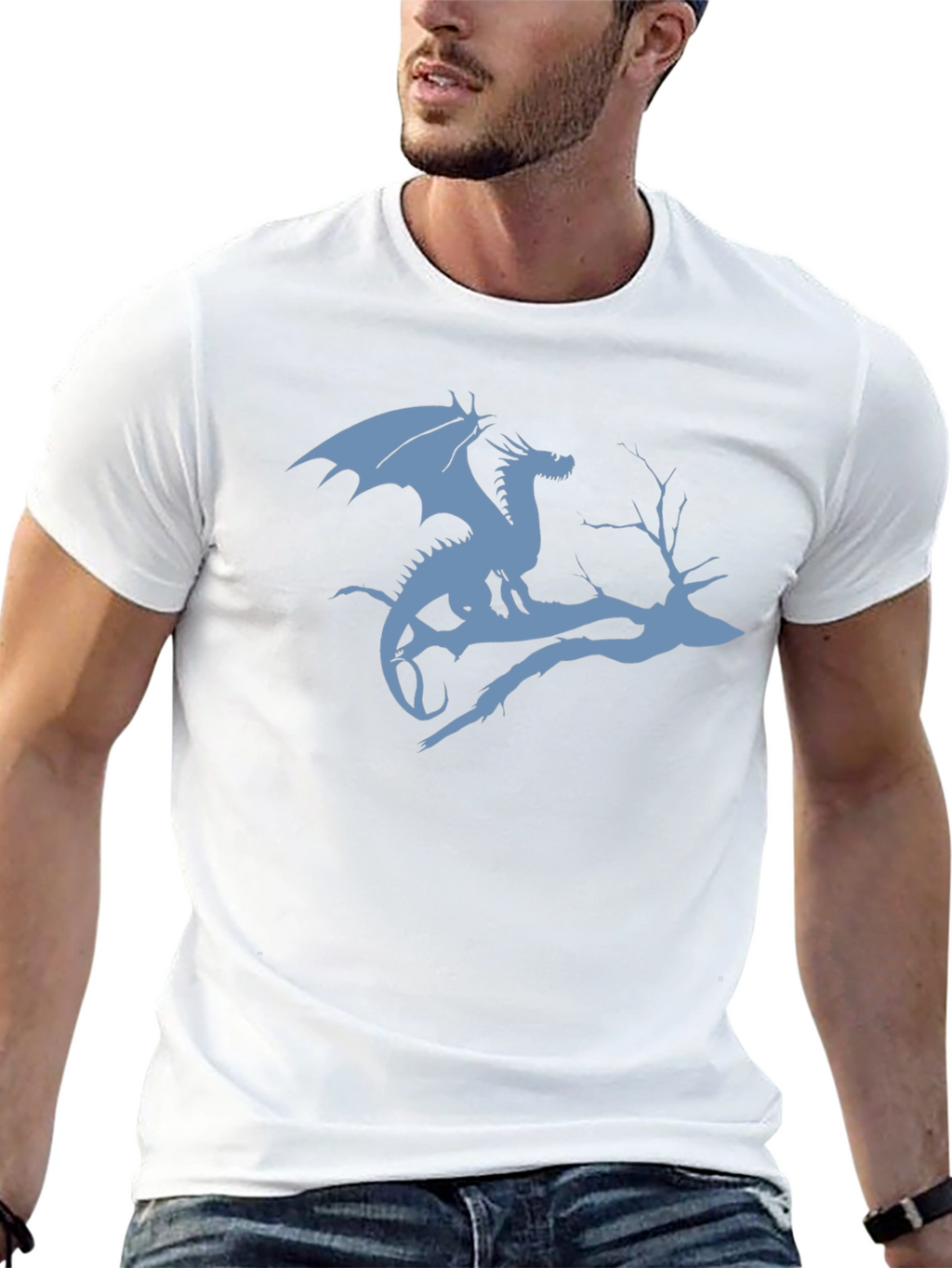 Dragon on Branch Graphic T-Shirt - Black