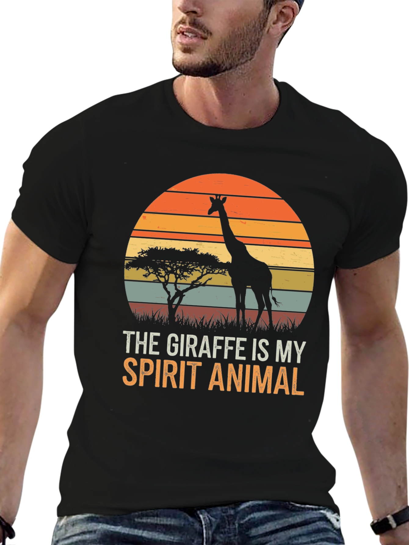 Giraffe Spirit Animal Graphic Tee - Unisex Black T-Shirt
