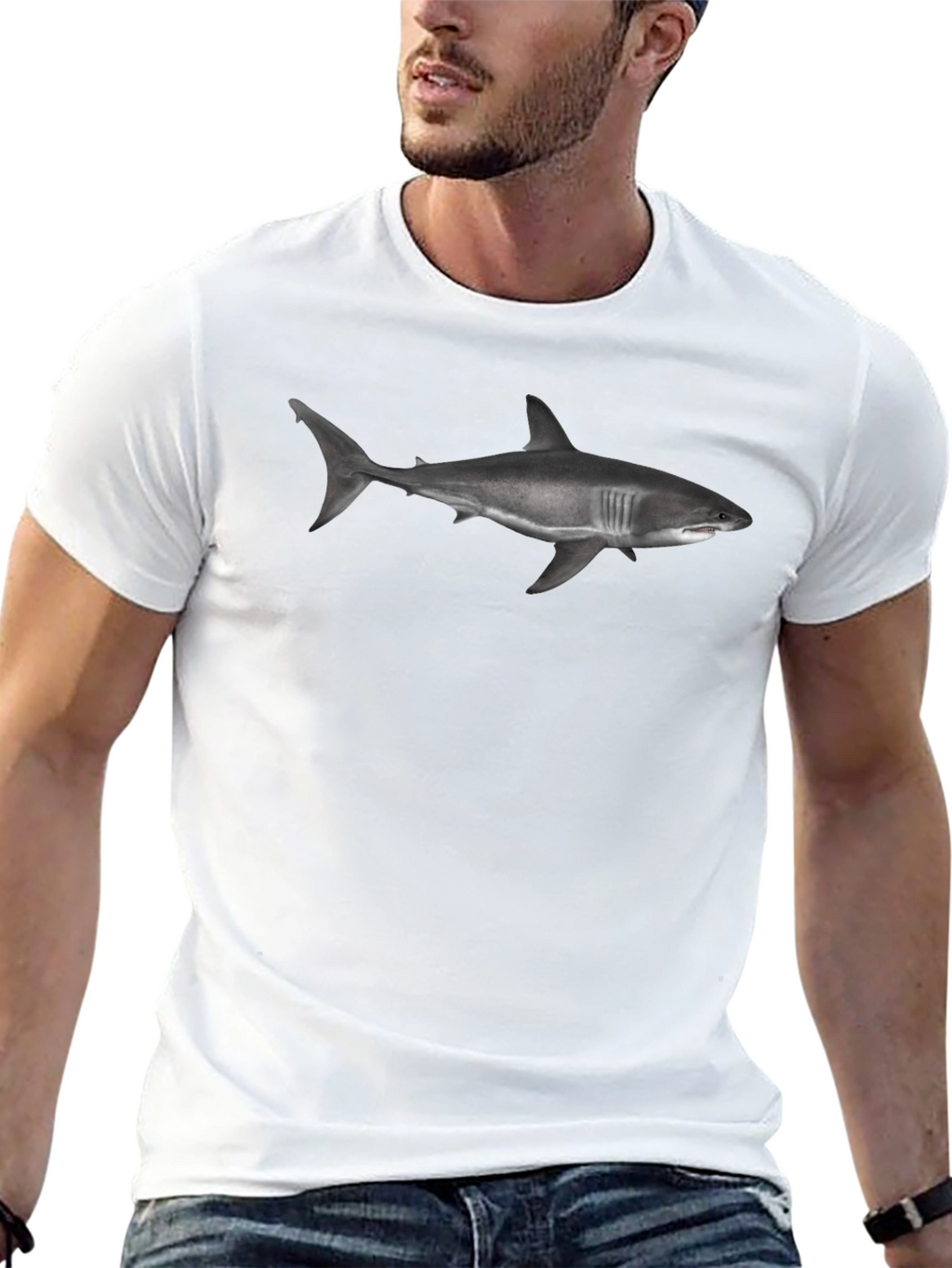 Shark Graphic Tee - Bold Black Cotton T-Shirt