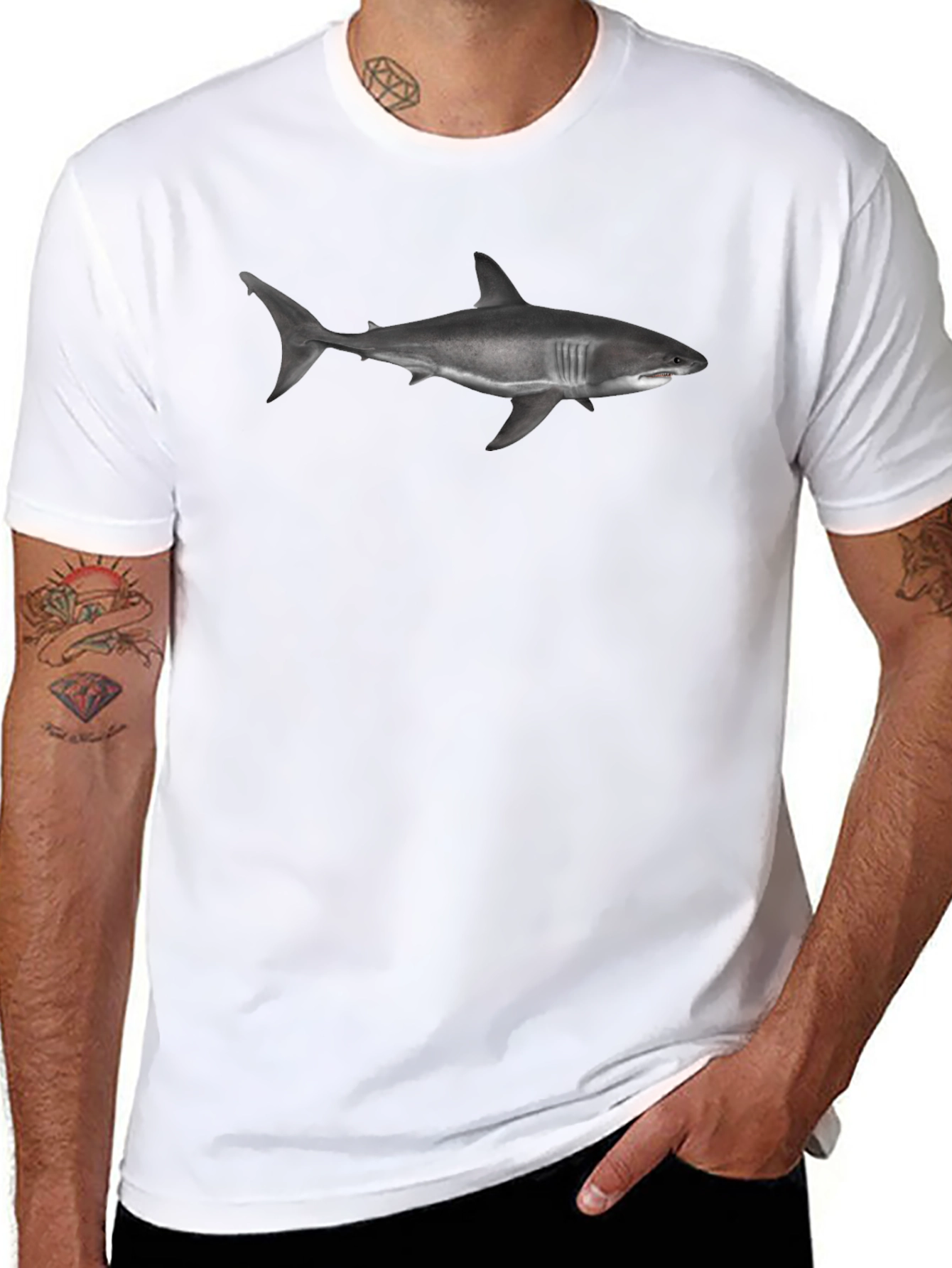 Shark Graphic Tee - Bold Black Cotton T-Shirt