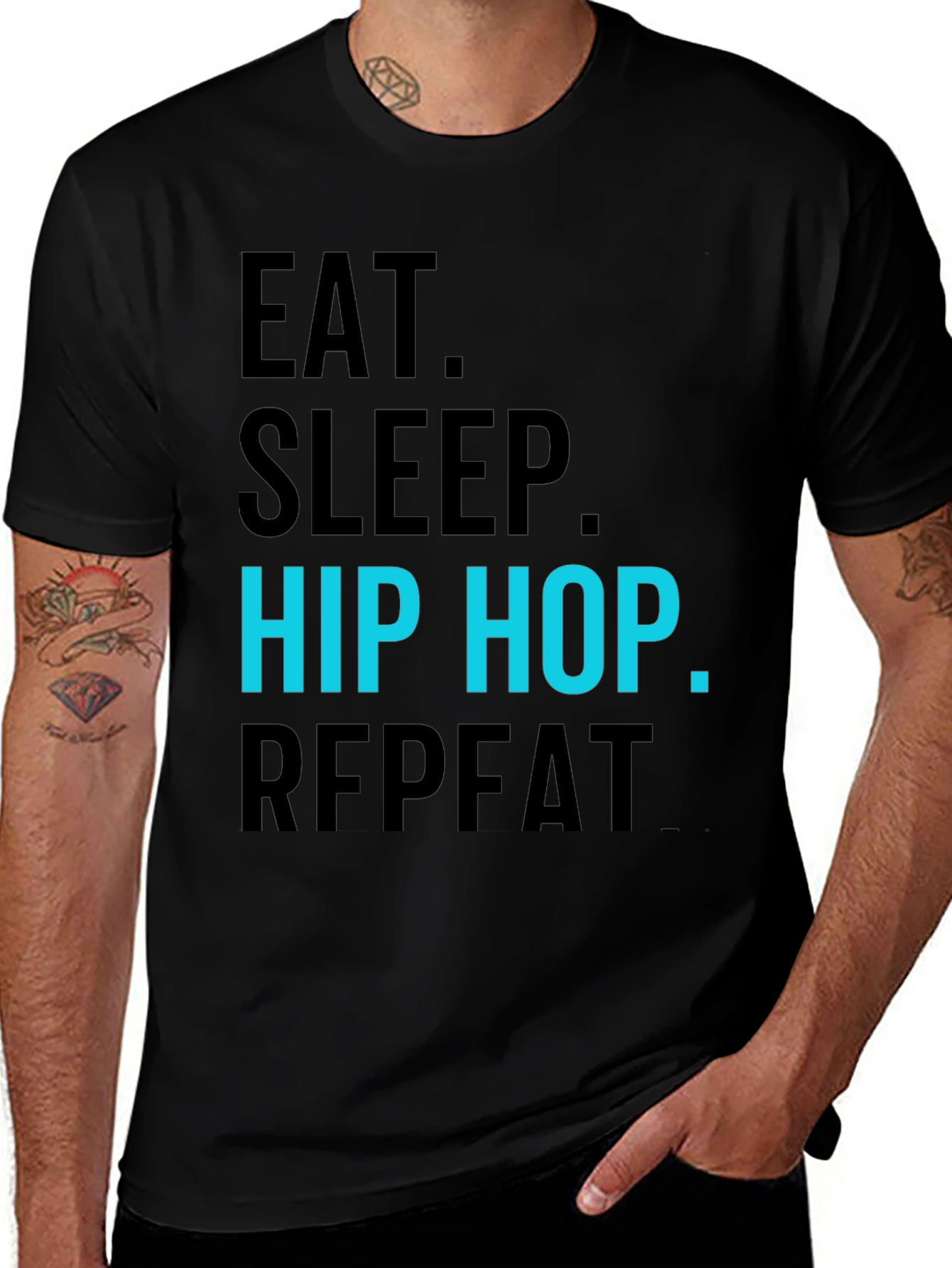Eat Sleep Hip Hop Repeat Black T-Shirt