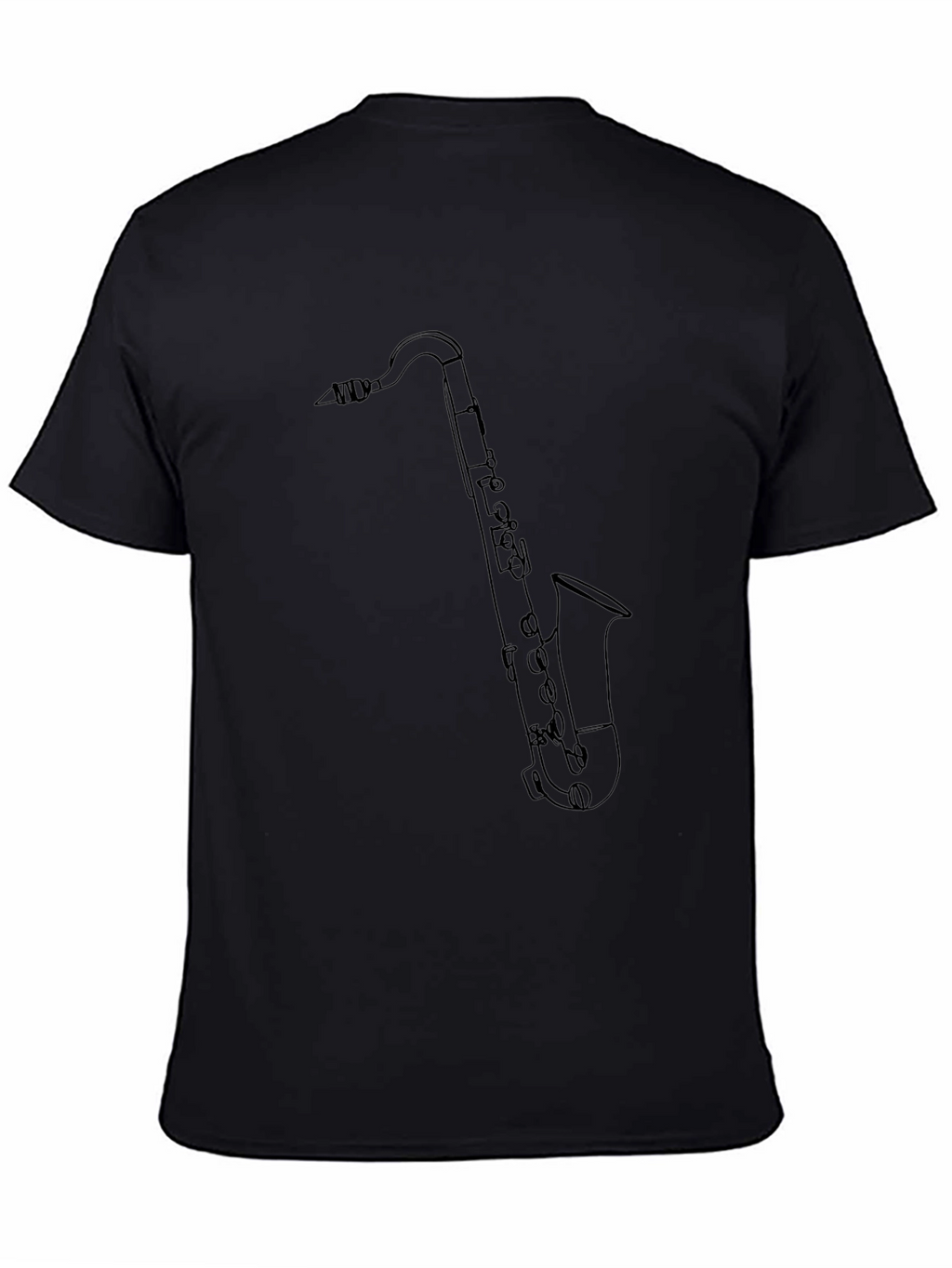 Saxophone Outline Graphic Tee - Black Cotton Blend
