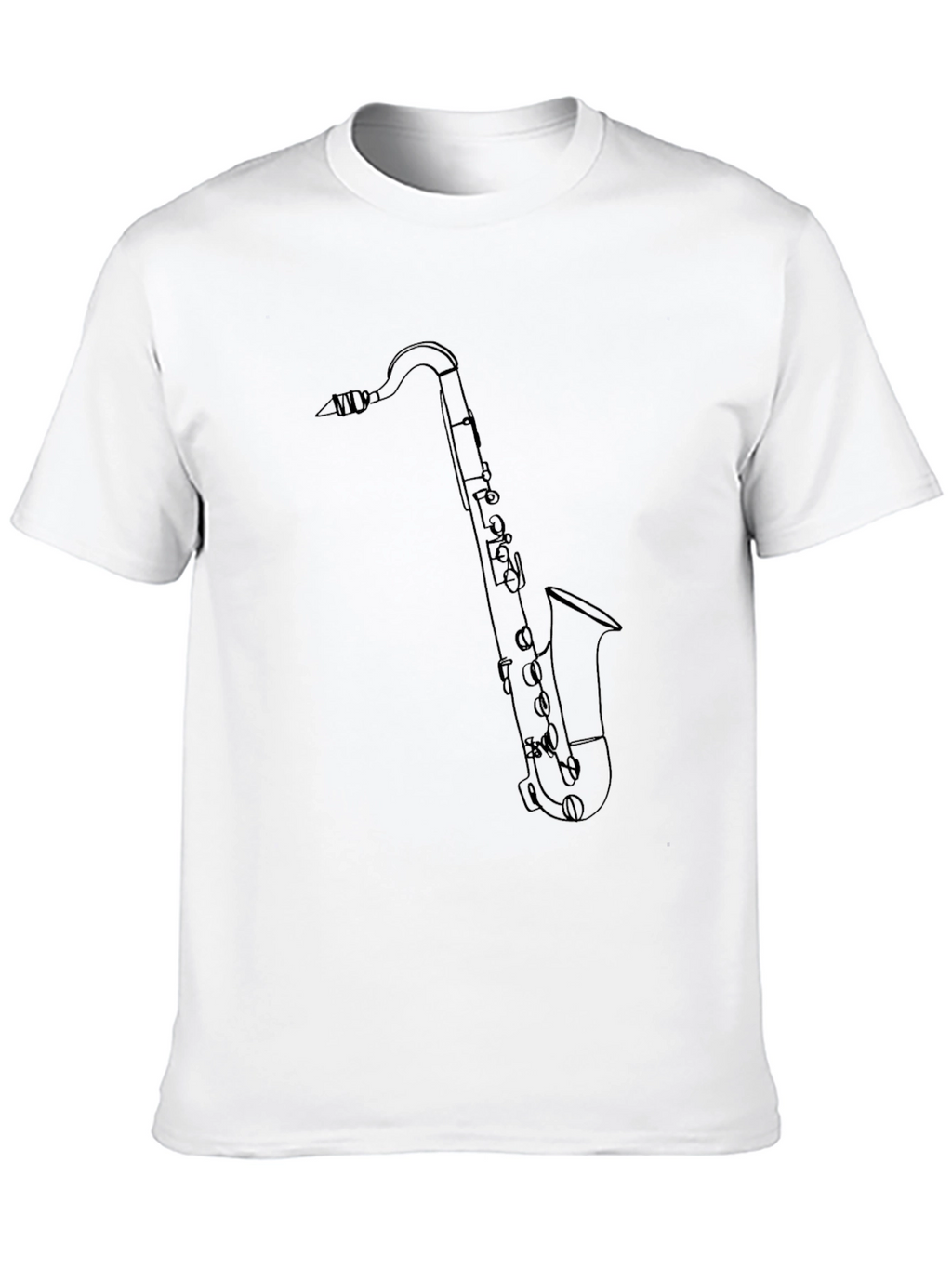 Saxophone Outline Graphic Tee - Black Cotton Blend