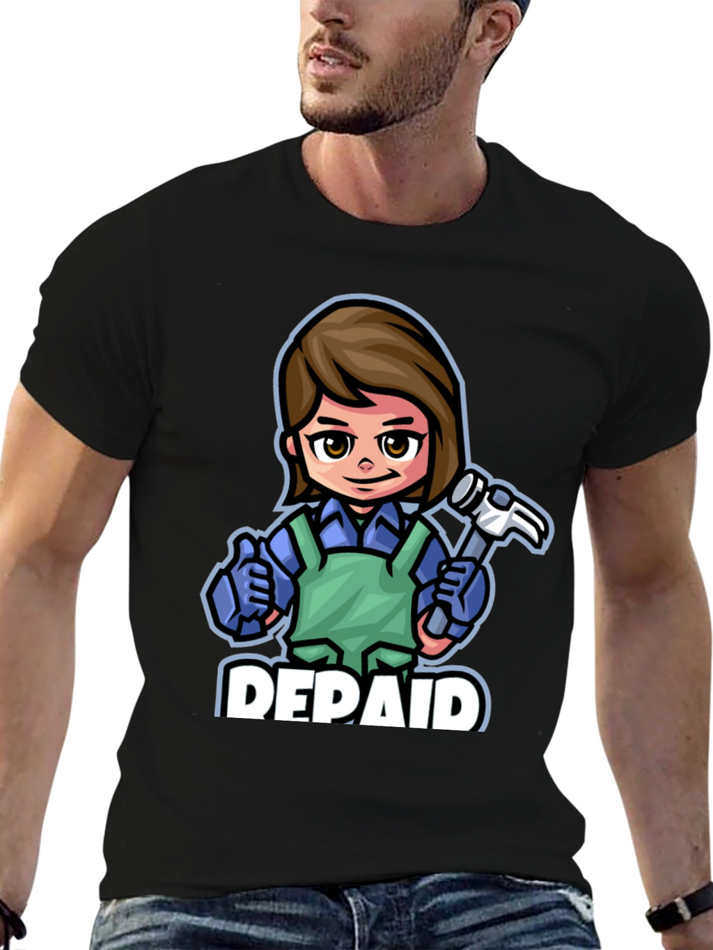 DEPAID Woman Cartoon Handyman T-Shirt