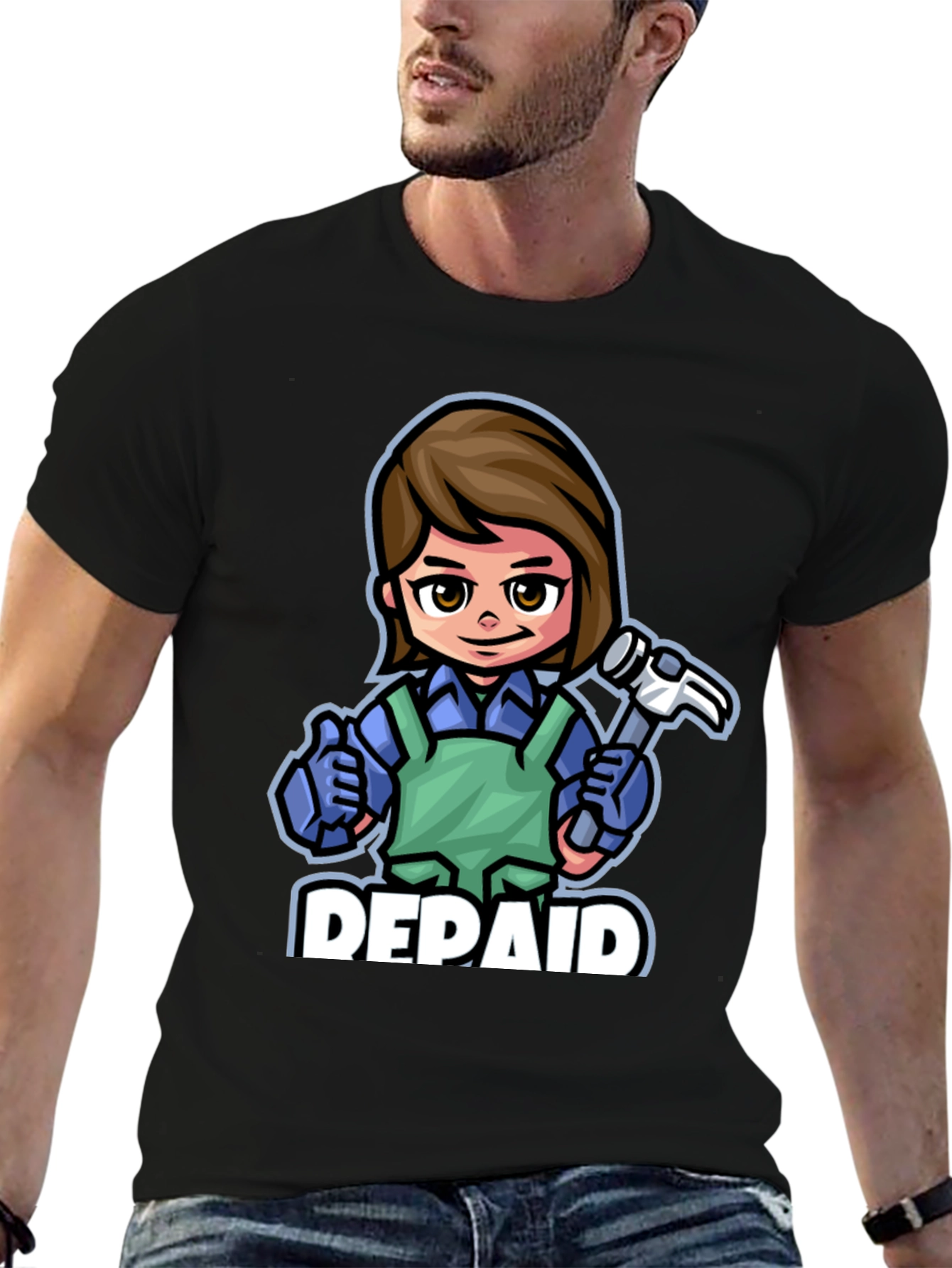 DEPAID Woman Cartoon Handyman T-Shirt