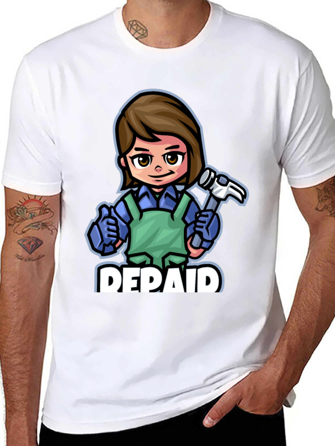 DEPAID Woman Cartoon Handyman T-Shirt