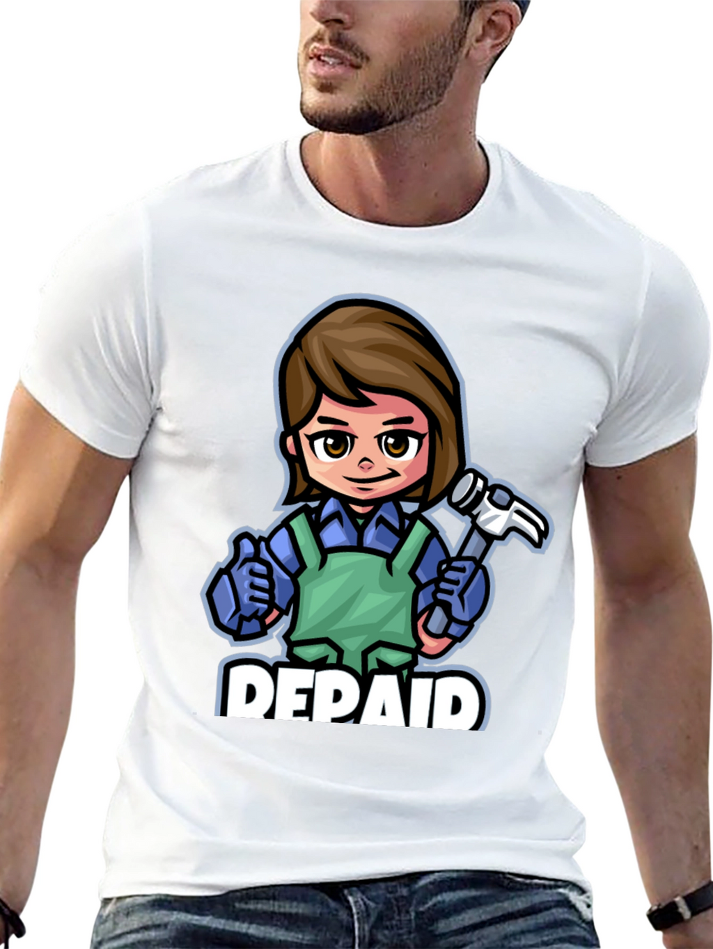 DEPAID Woman Cartoon Handyman T-Shirt