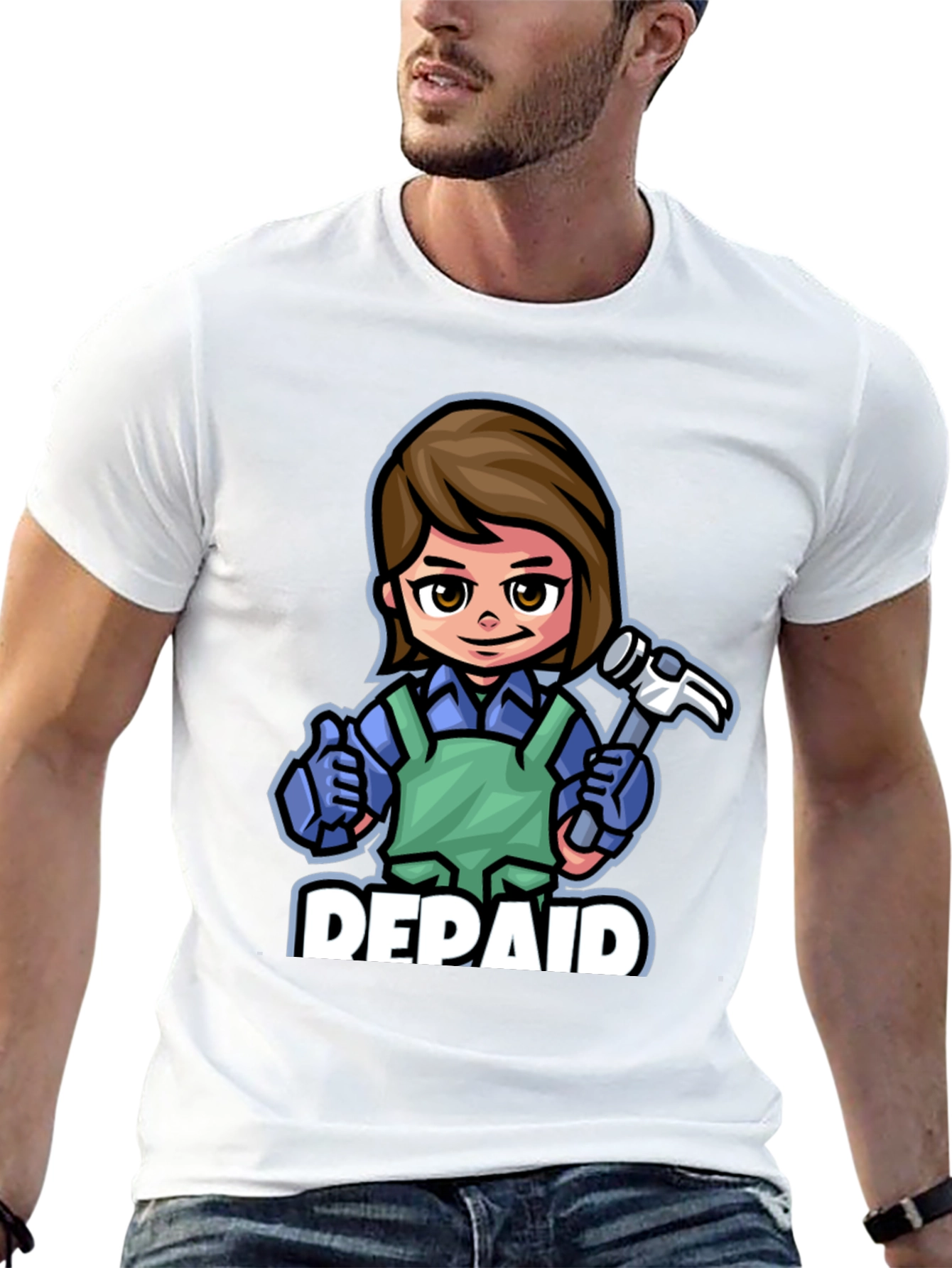 DEPAID Woman Cartoon Handyman T-Shirt