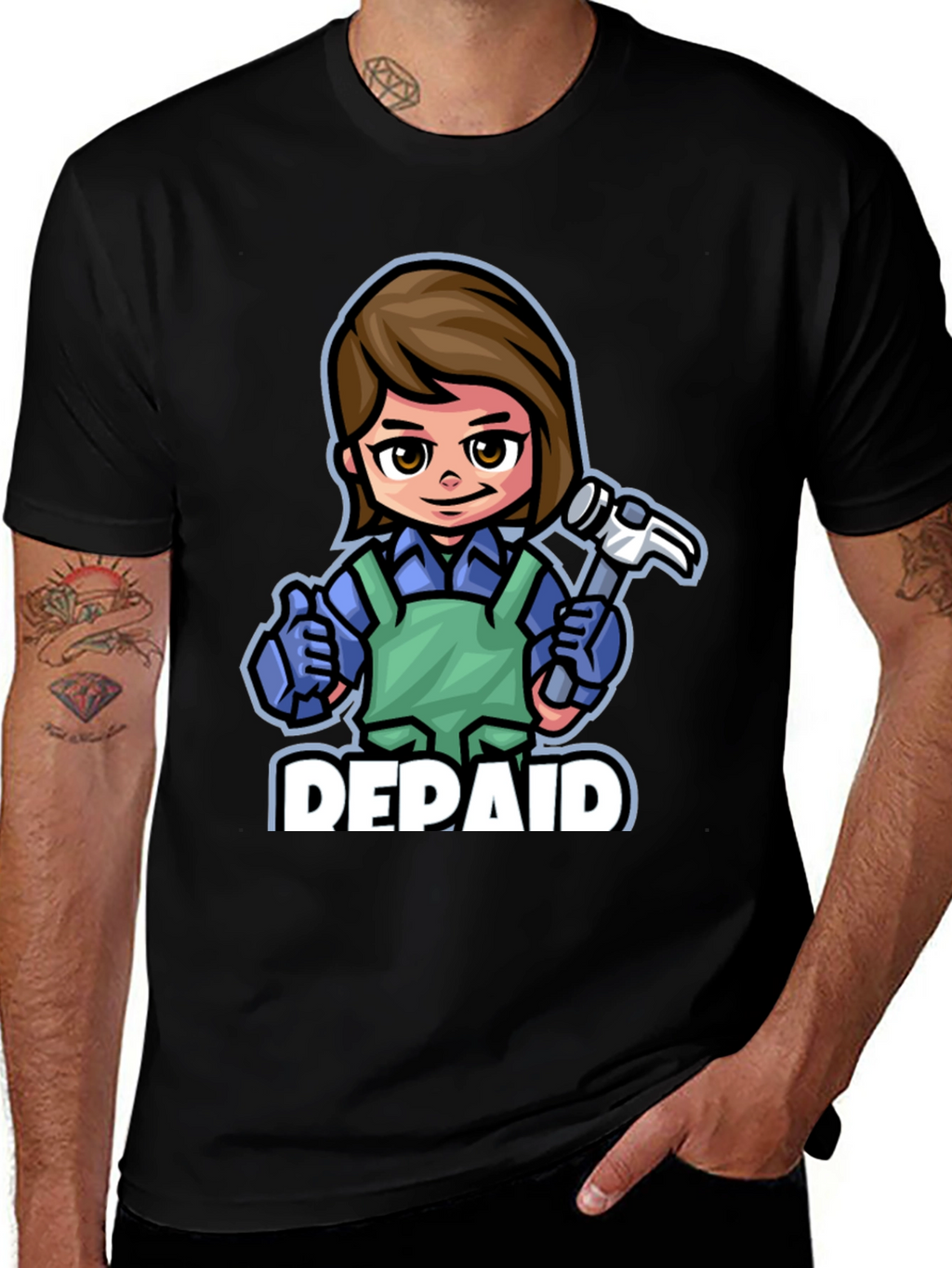 DEPAID Woman Cartoon Handyman T-Shirt