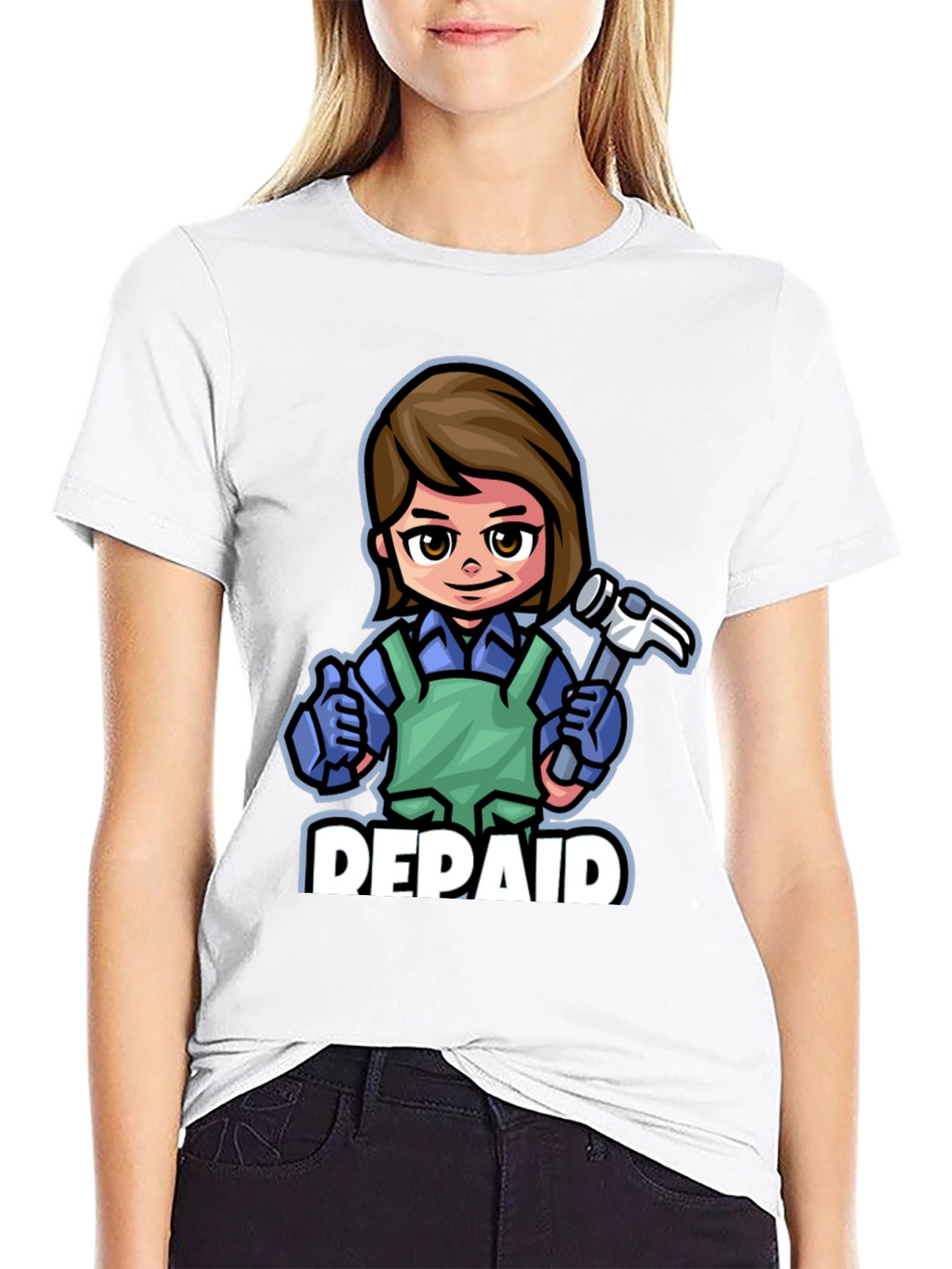 DEPAID Woman Cartoon Handyman T-Shirt