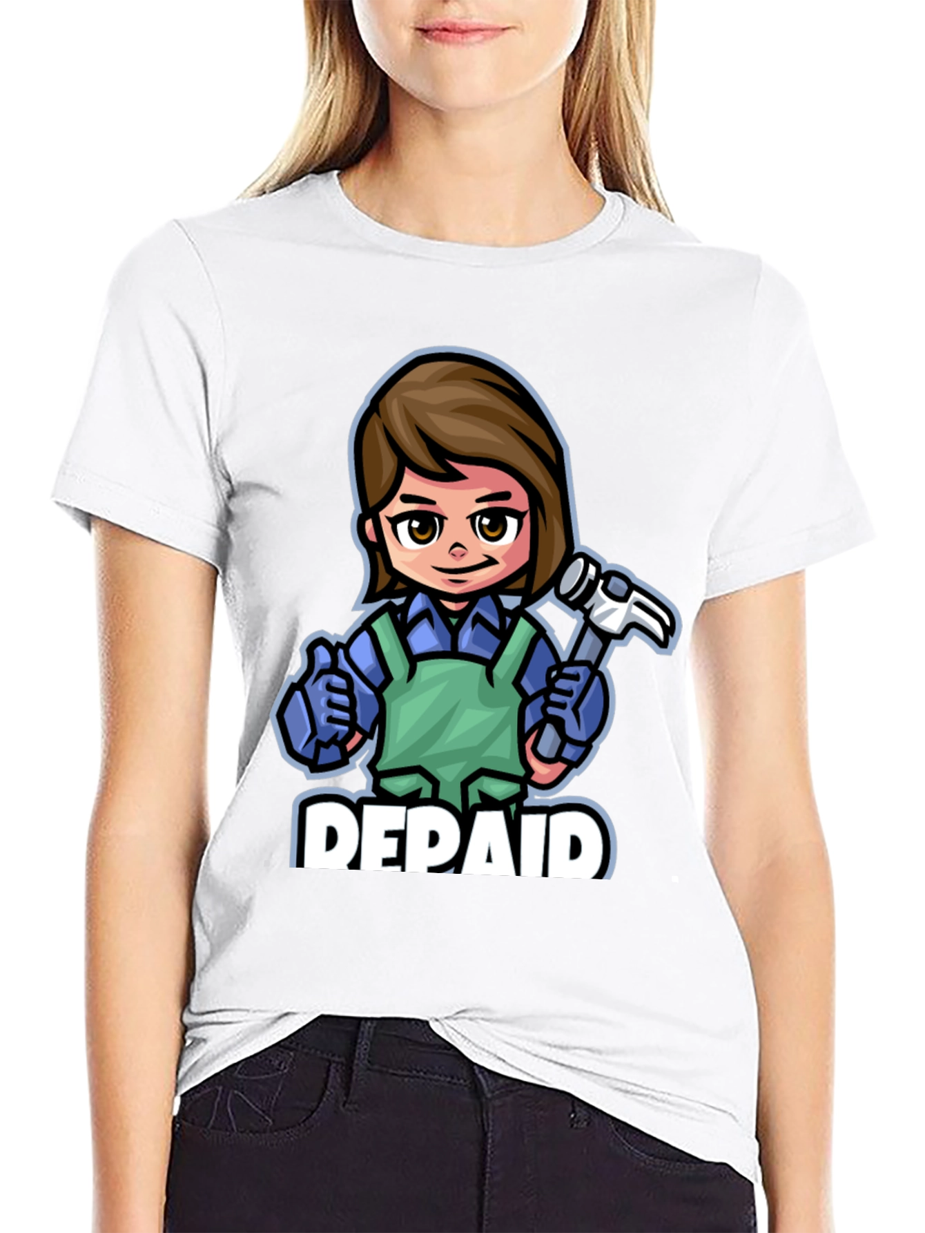 DEPAID Woman Cartoon Handyman T-Shirt