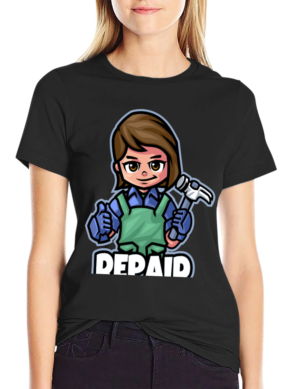 DEPAID Woman Cartoon Handyman T-Shirt