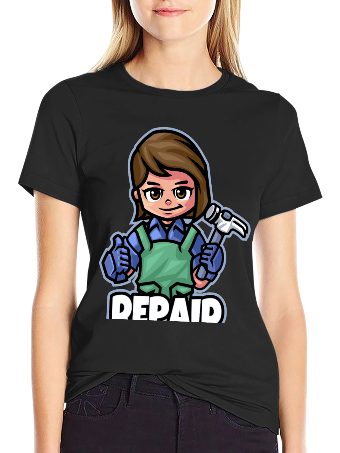 DEPAID Woman Cartoon Handyman T-Shirt