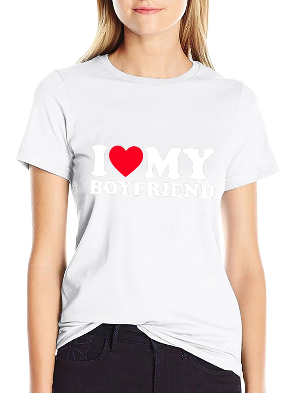 I Heart My Boyfriend Tee - Black Cotton Blend