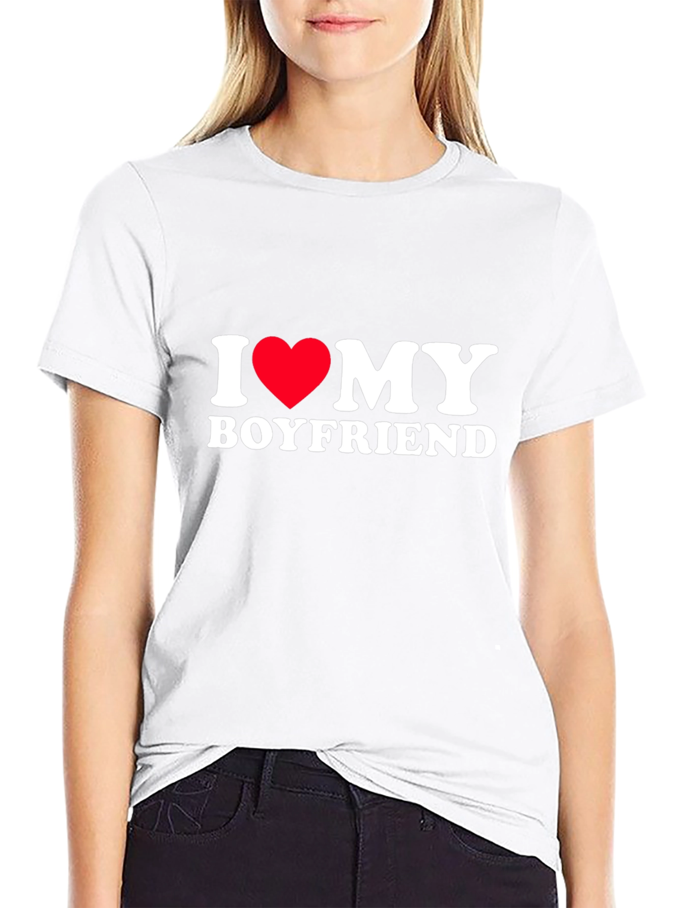 I Heart My Boyfriend Tee - Black Cotton Blend