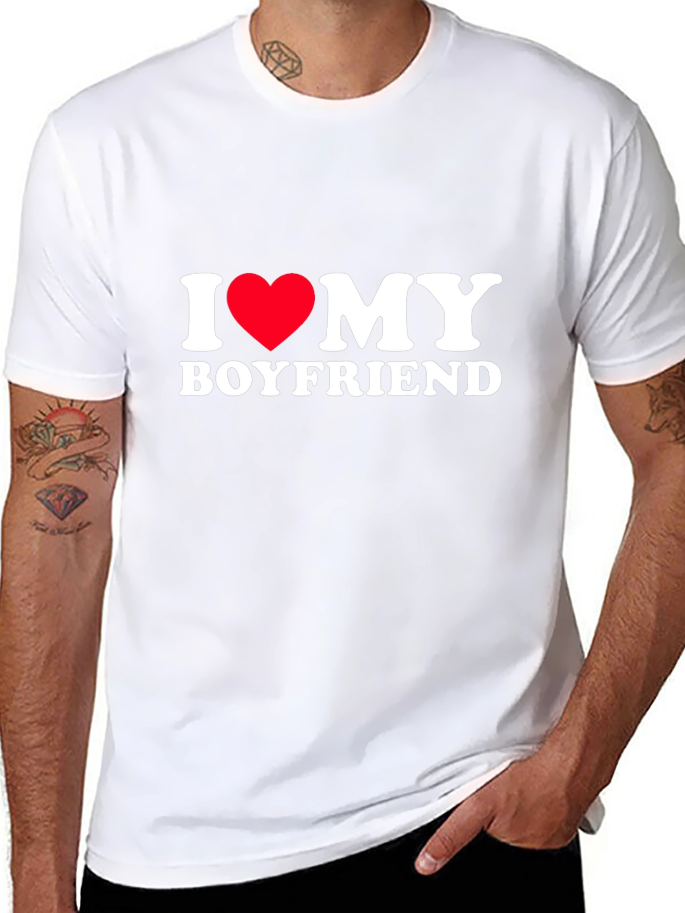 I Heart My Boyfriend Tee - Black Cotton Blend
