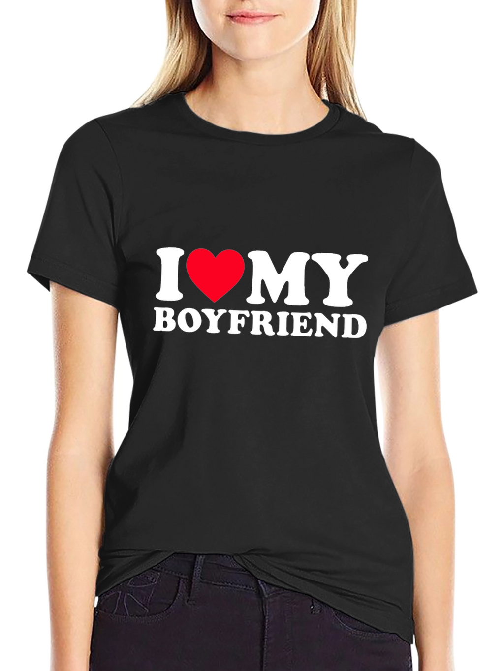 I Heart My Boyfriend Tee - Black Cotton Blend