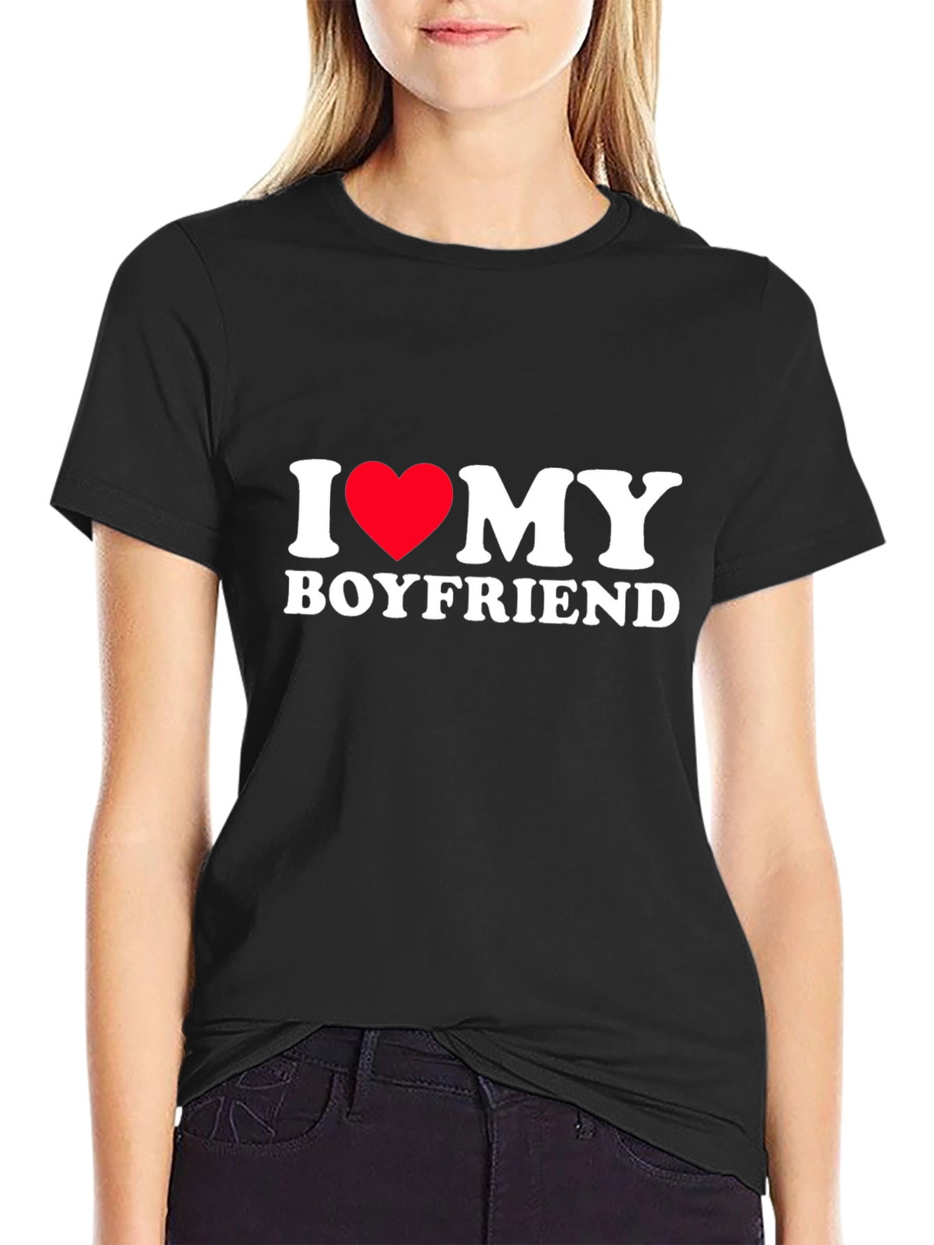 I Heart My Boyfriend Tee - Black Cotton Blend