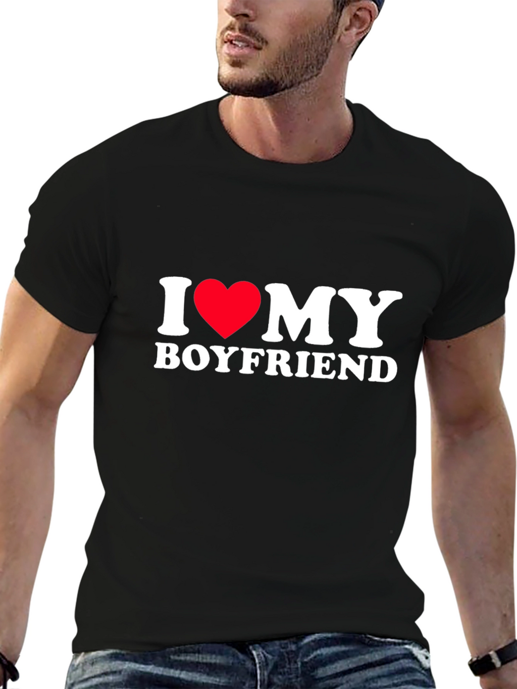 I Heart My Boyfriend Tee - Black Cotton Blend
